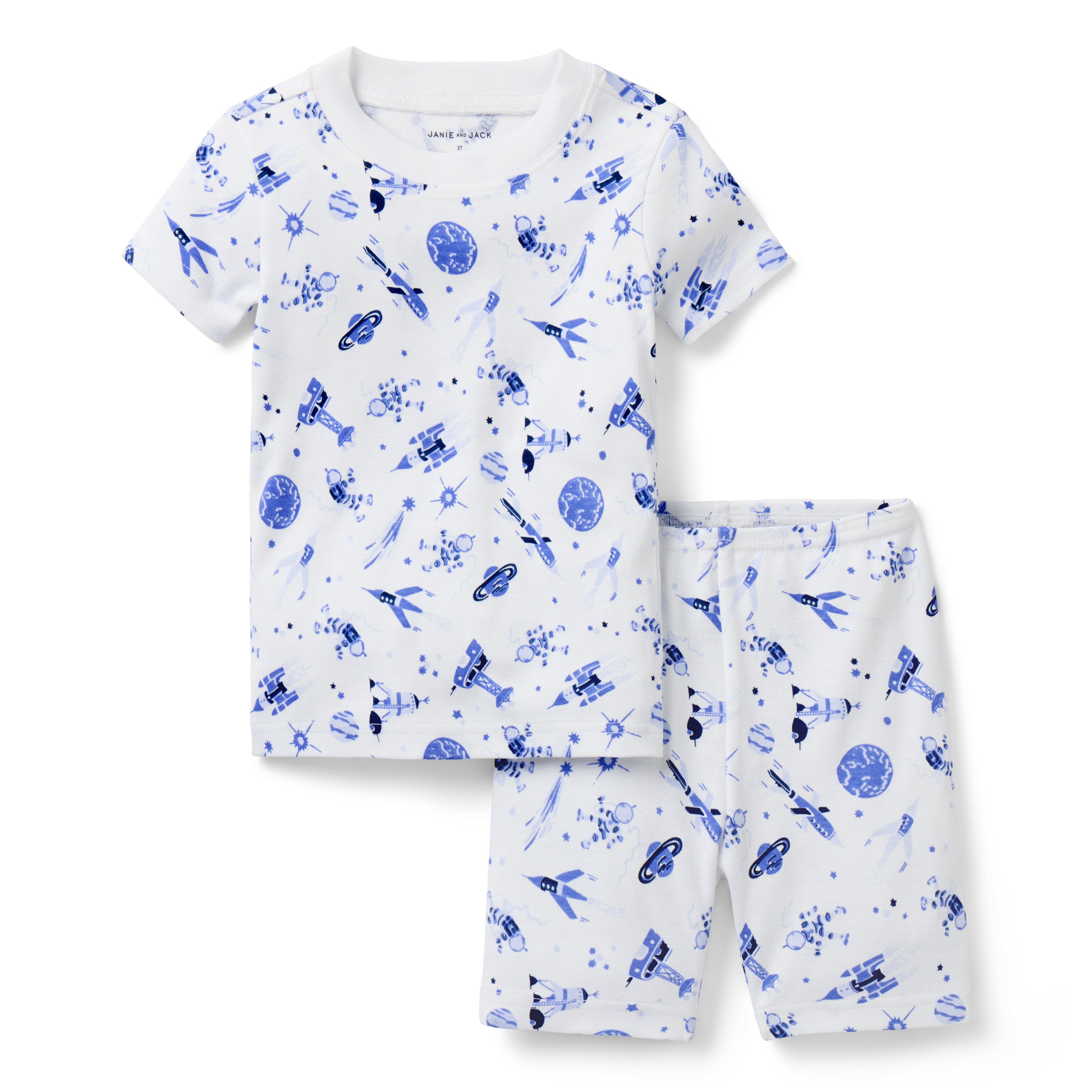Janie and Jack Good Night Short Pajama In Space Launch