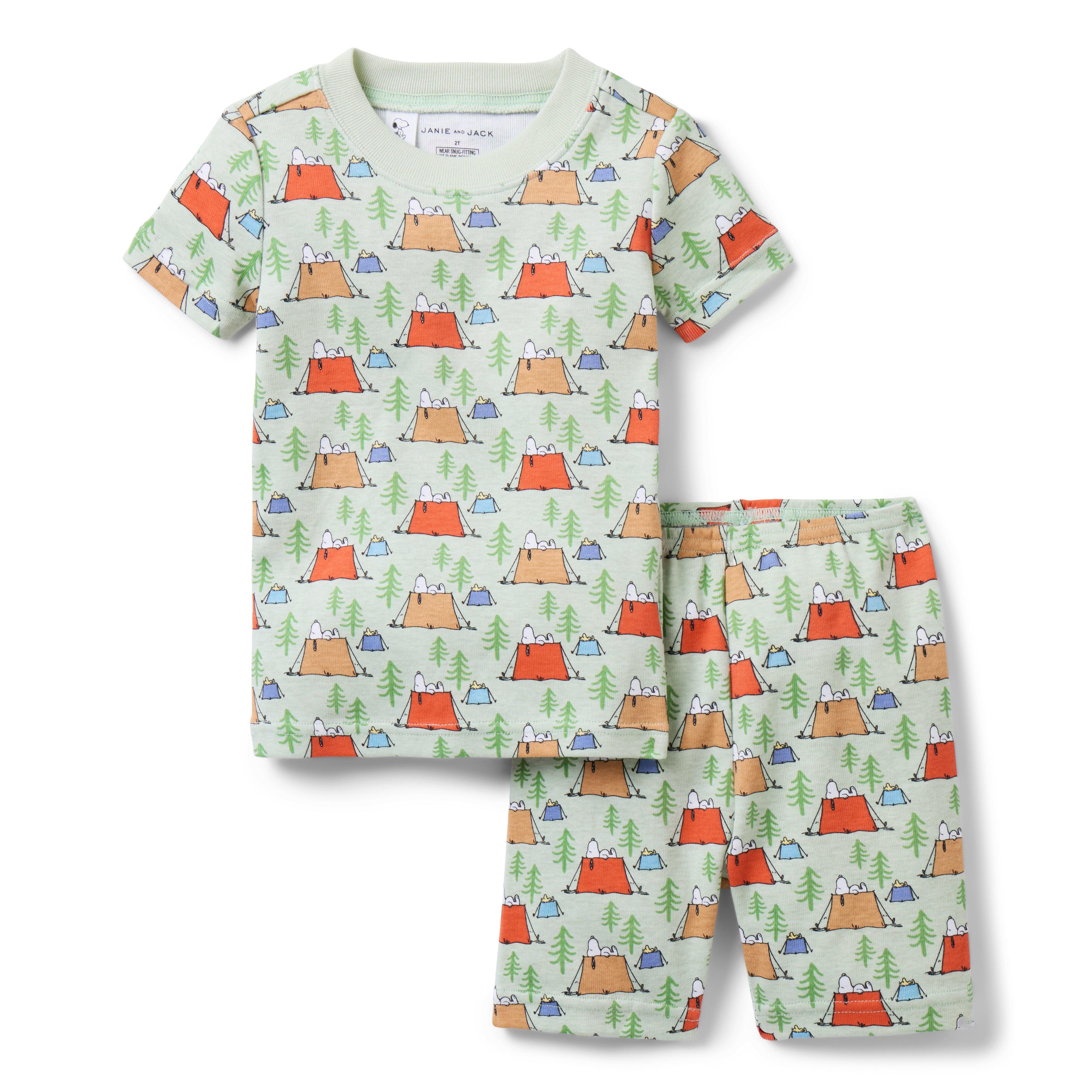 Janie and Jack Good Night Short Pajama In Peanuts Snoopy Camp