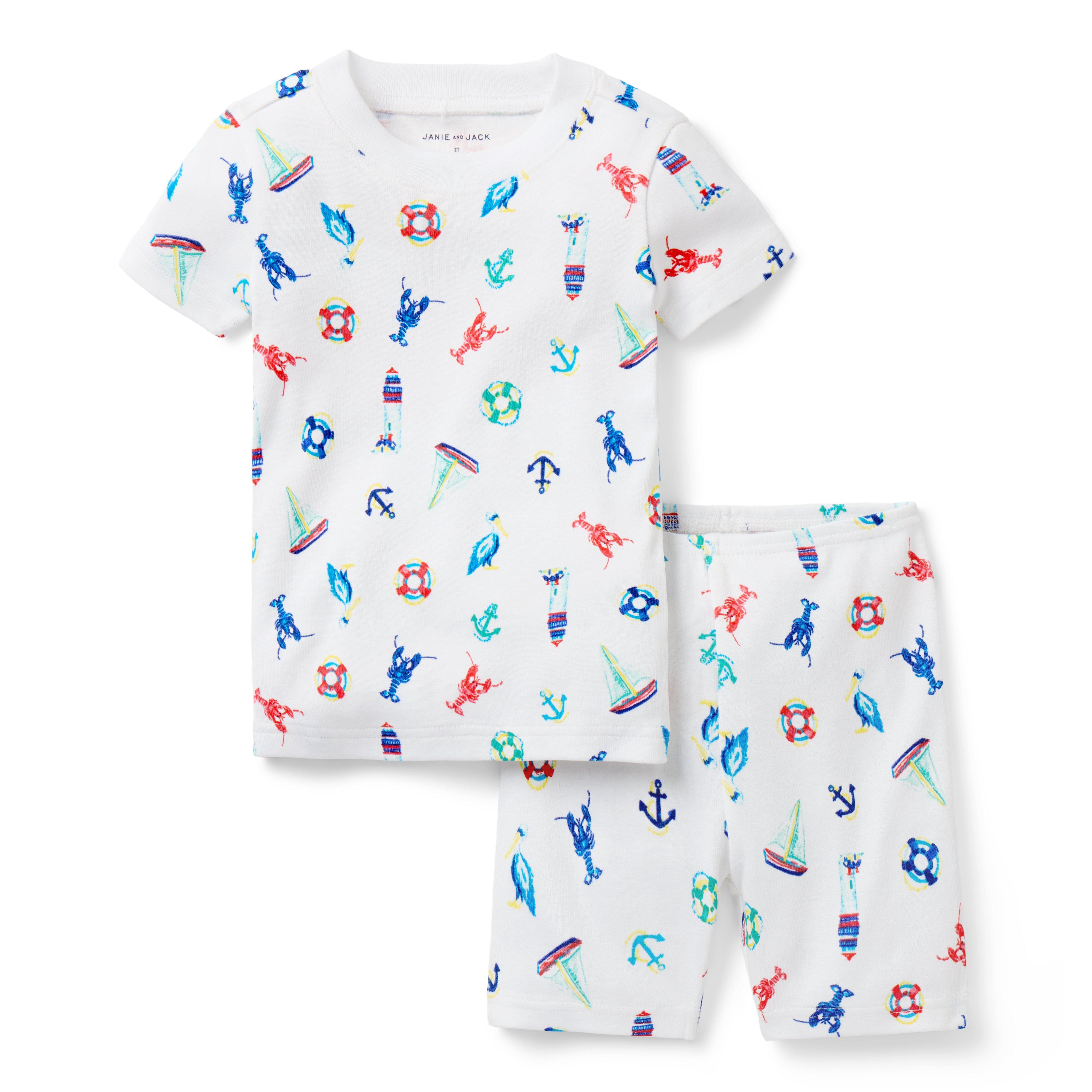 Janie and Jack Good Night Short Pajama In Nautical Icon