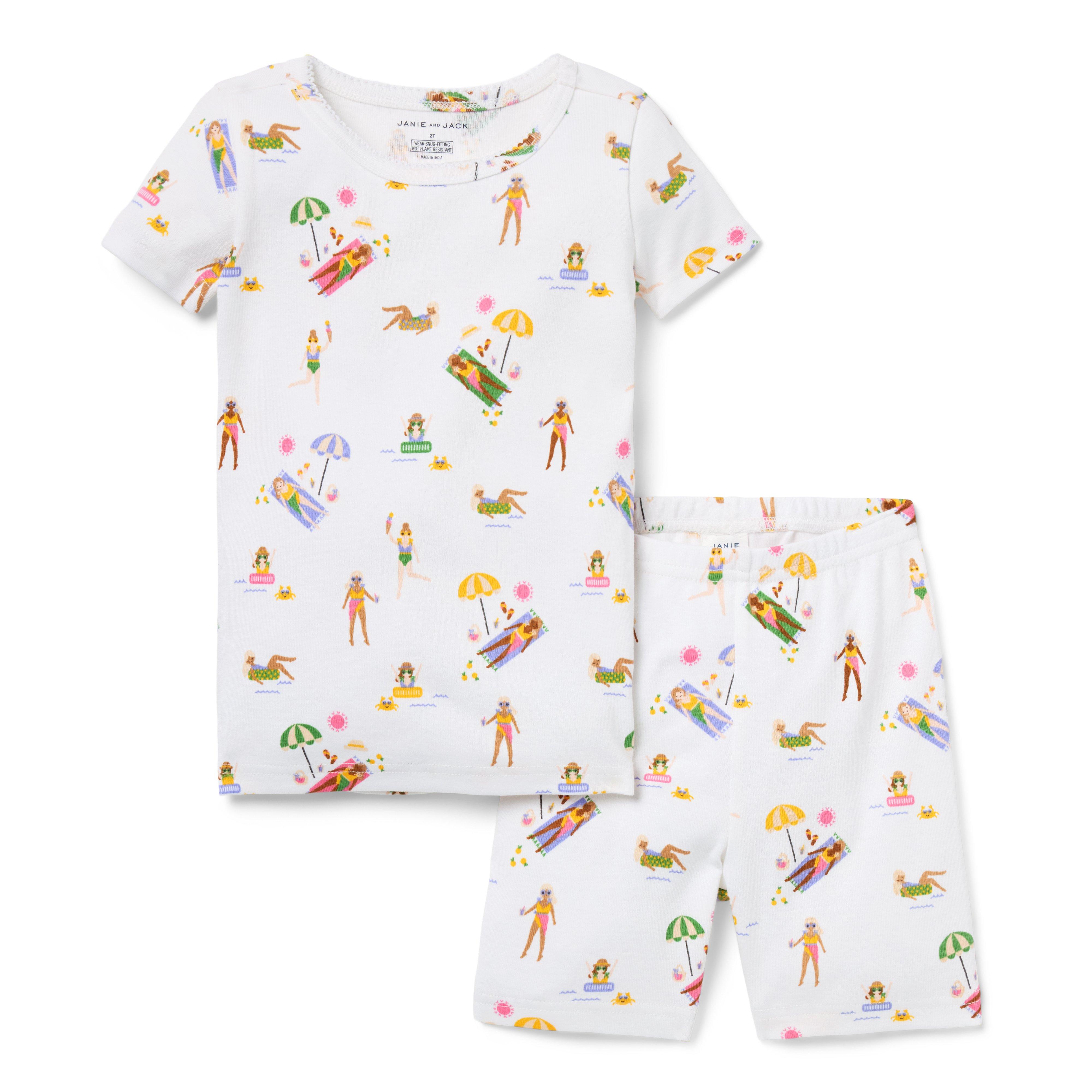 Janie and Jack Good Night Short Pajama In Beach Day