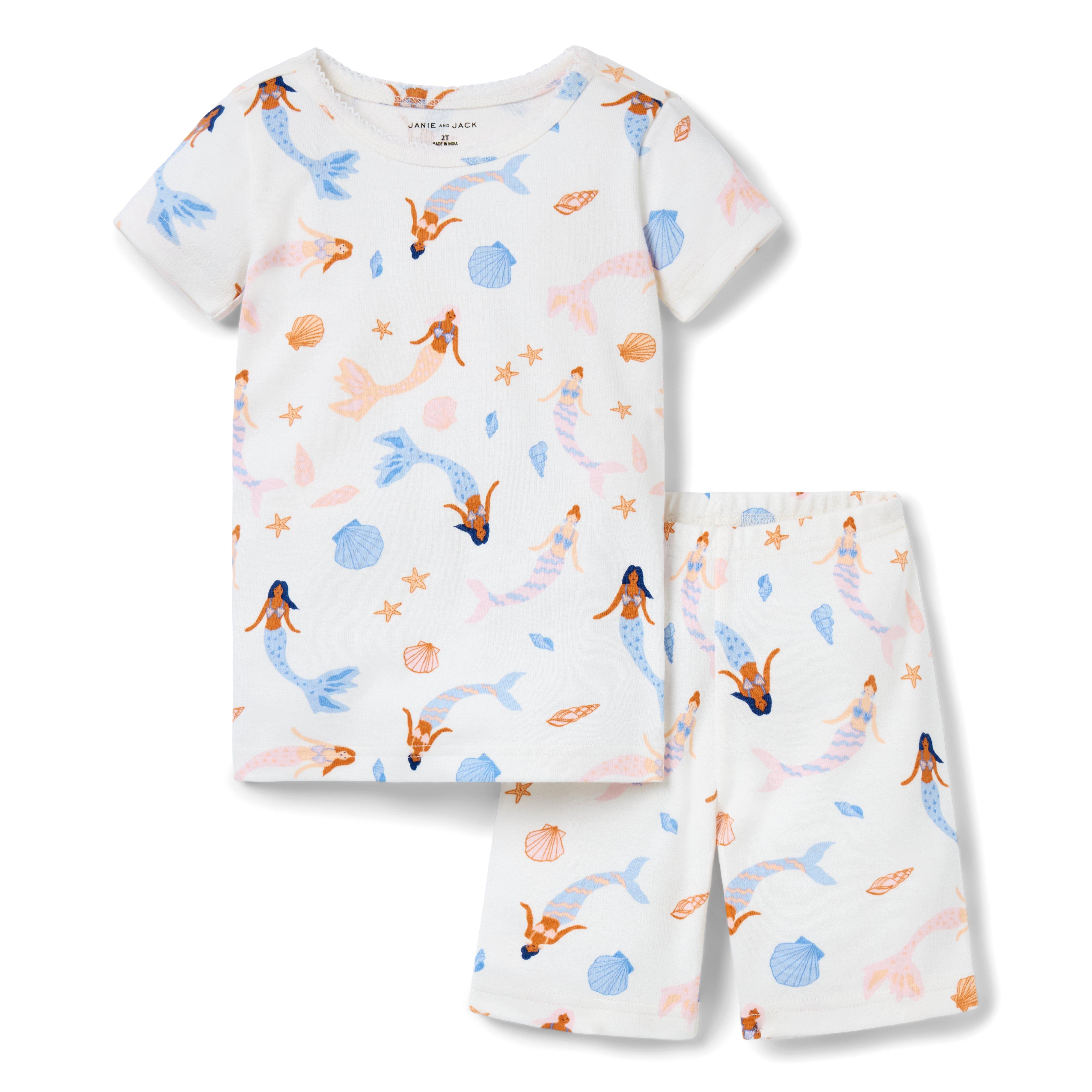 Janie and Jack Good Night Short Pajama In Mermaid