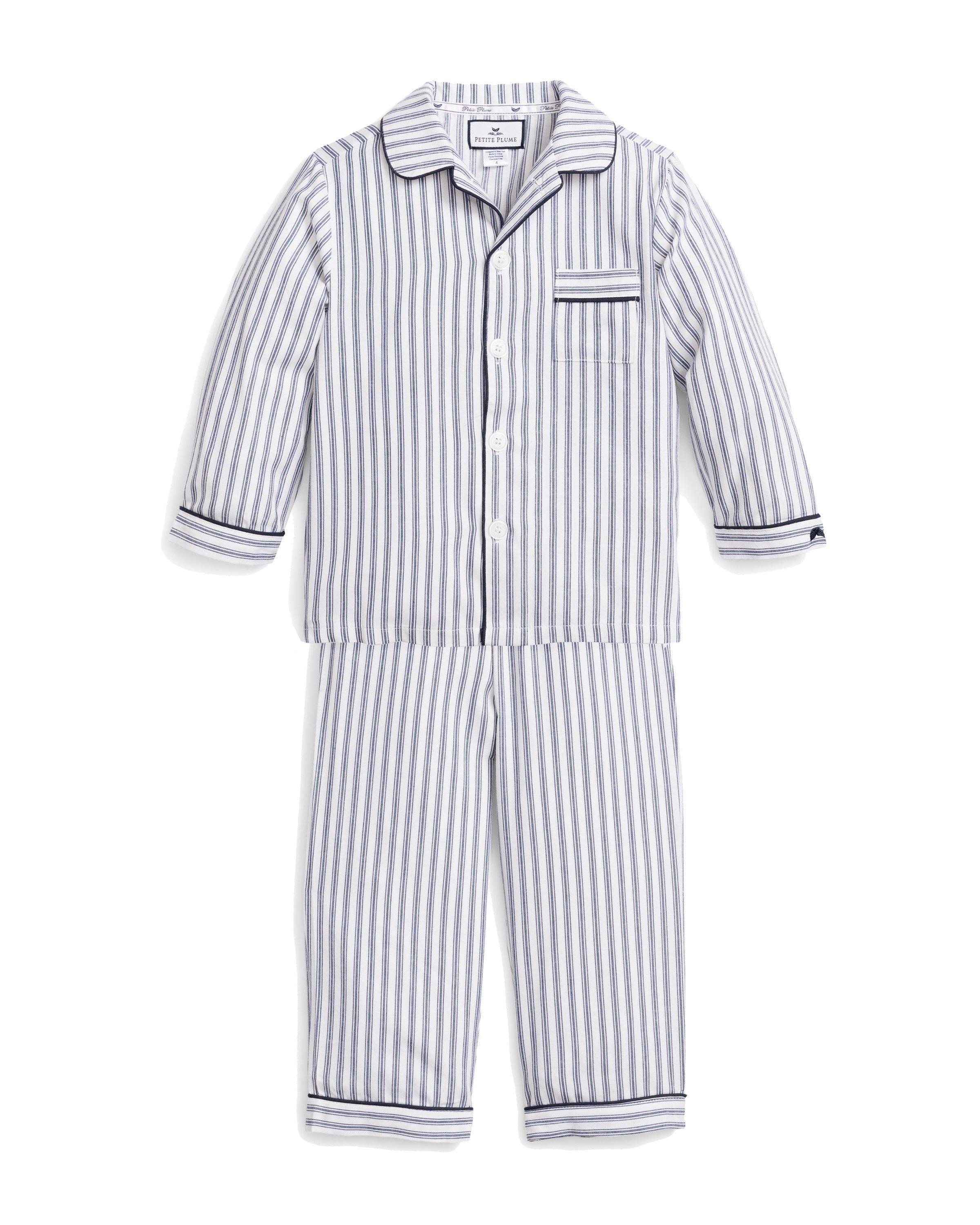 Janie and Jack Children's Pajama Set in Navy French Ticking