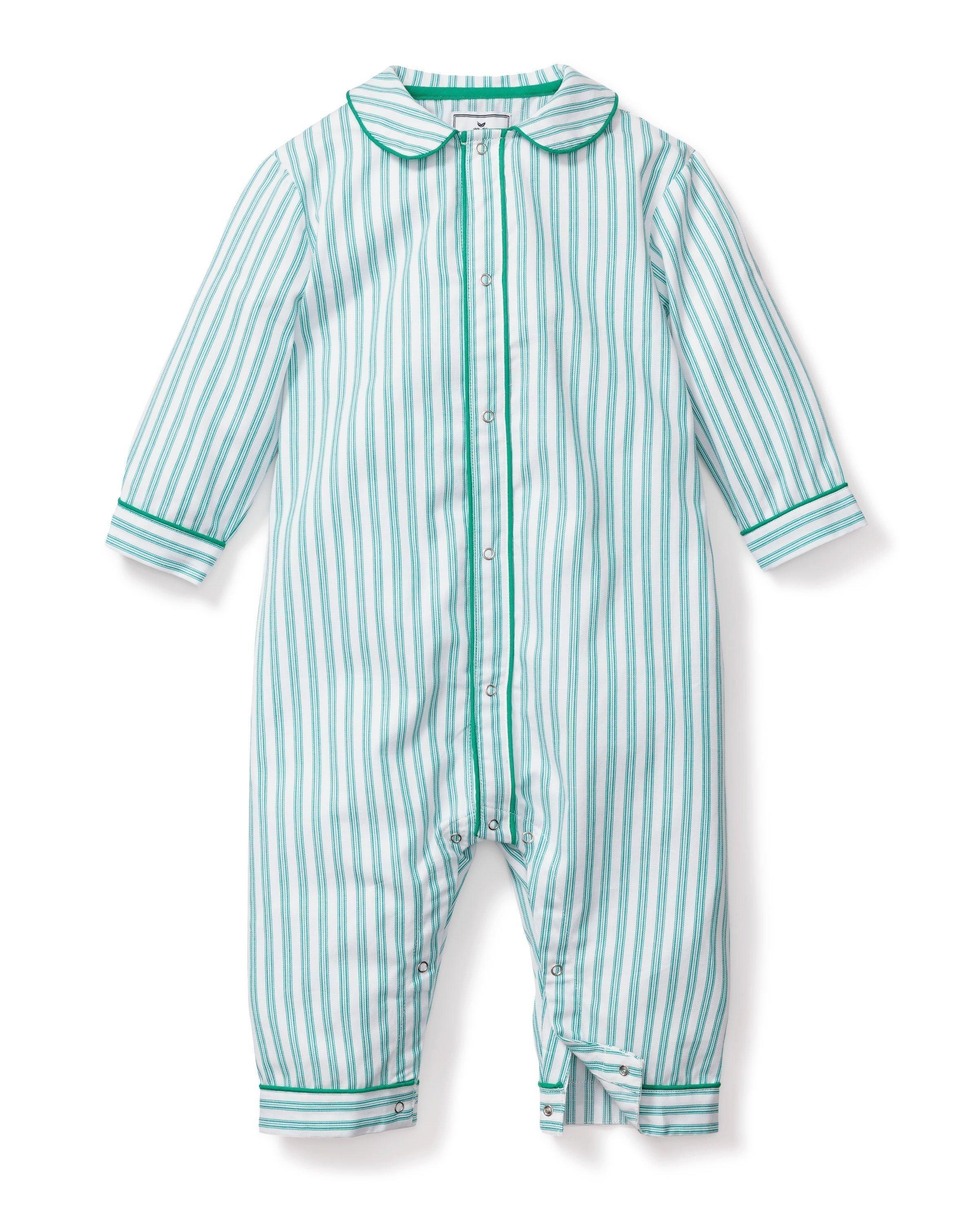 Janie and Jack Emerald Ticking Cambridge Romper