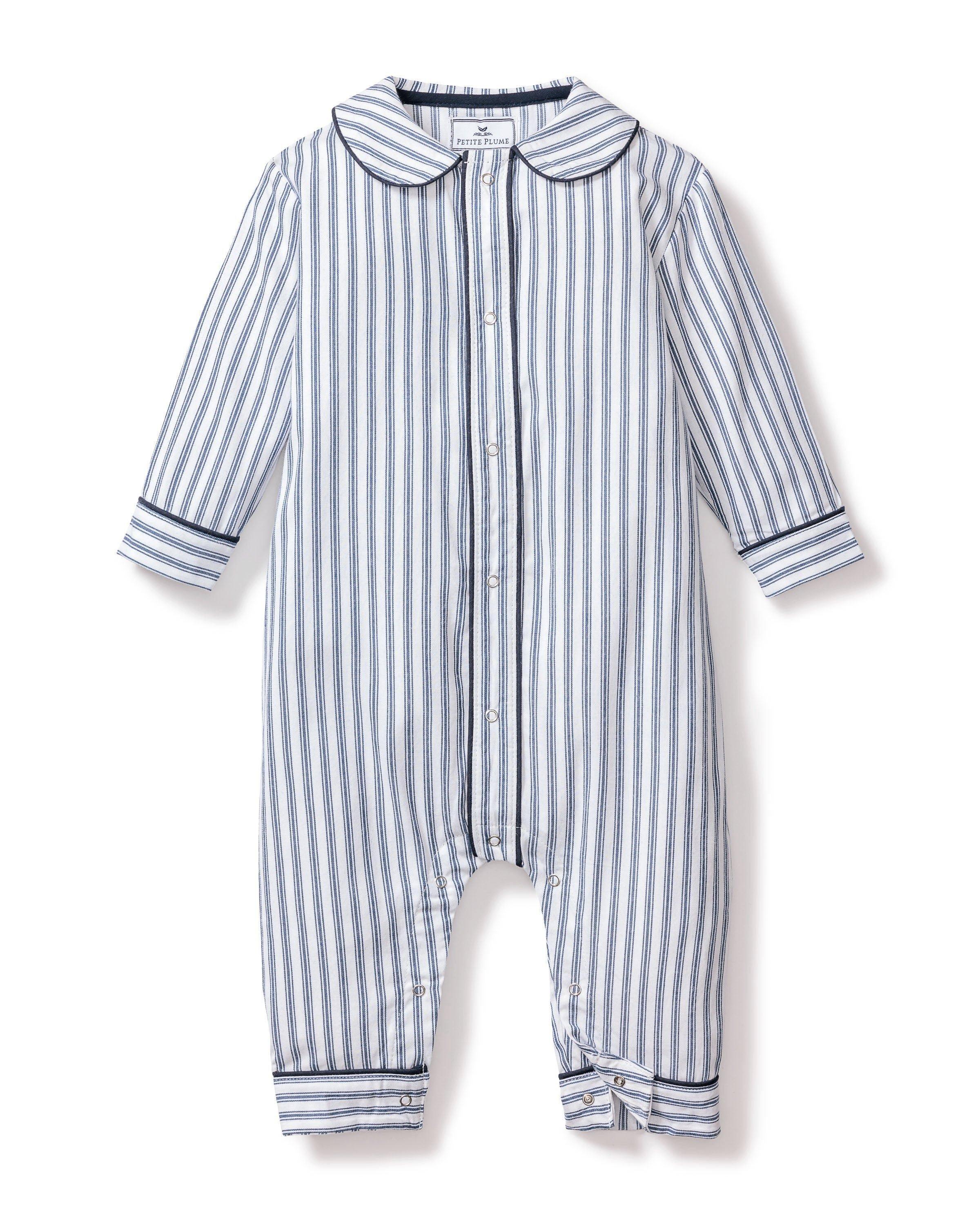 Janie and Jack Navy French Ticking Cambridge Romper
