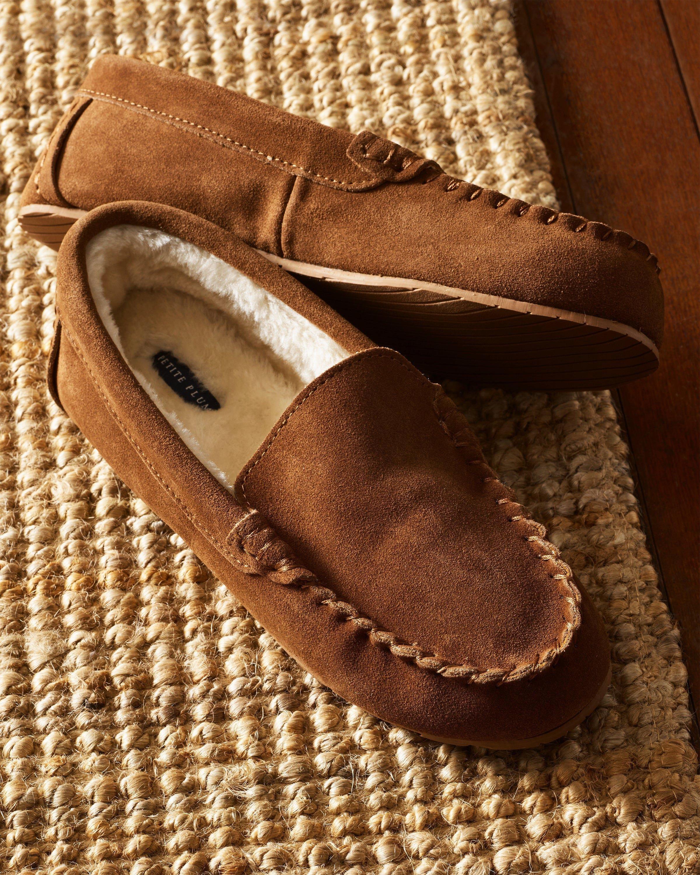 Janie and Jack Kids Suede Slippers in Tan