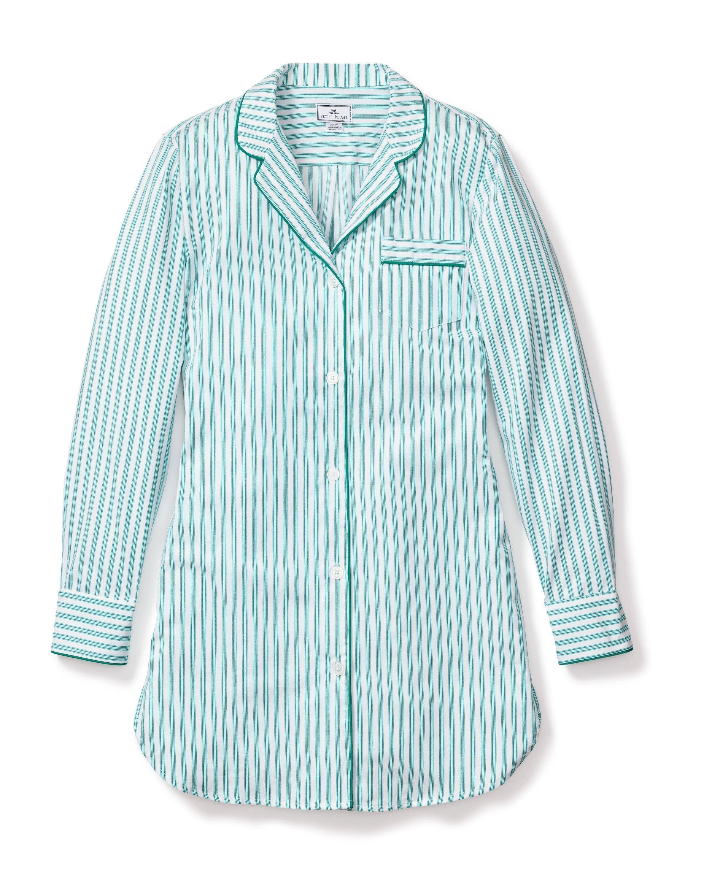 Janie and Jack Women's Nightshirt in Emerald Ticking