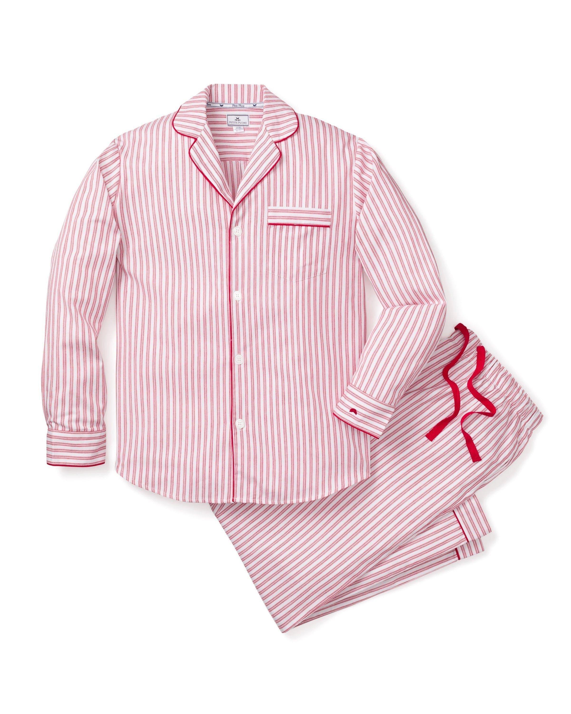 Janie and Jack Men's Pajama Set in Antique Red Ticking