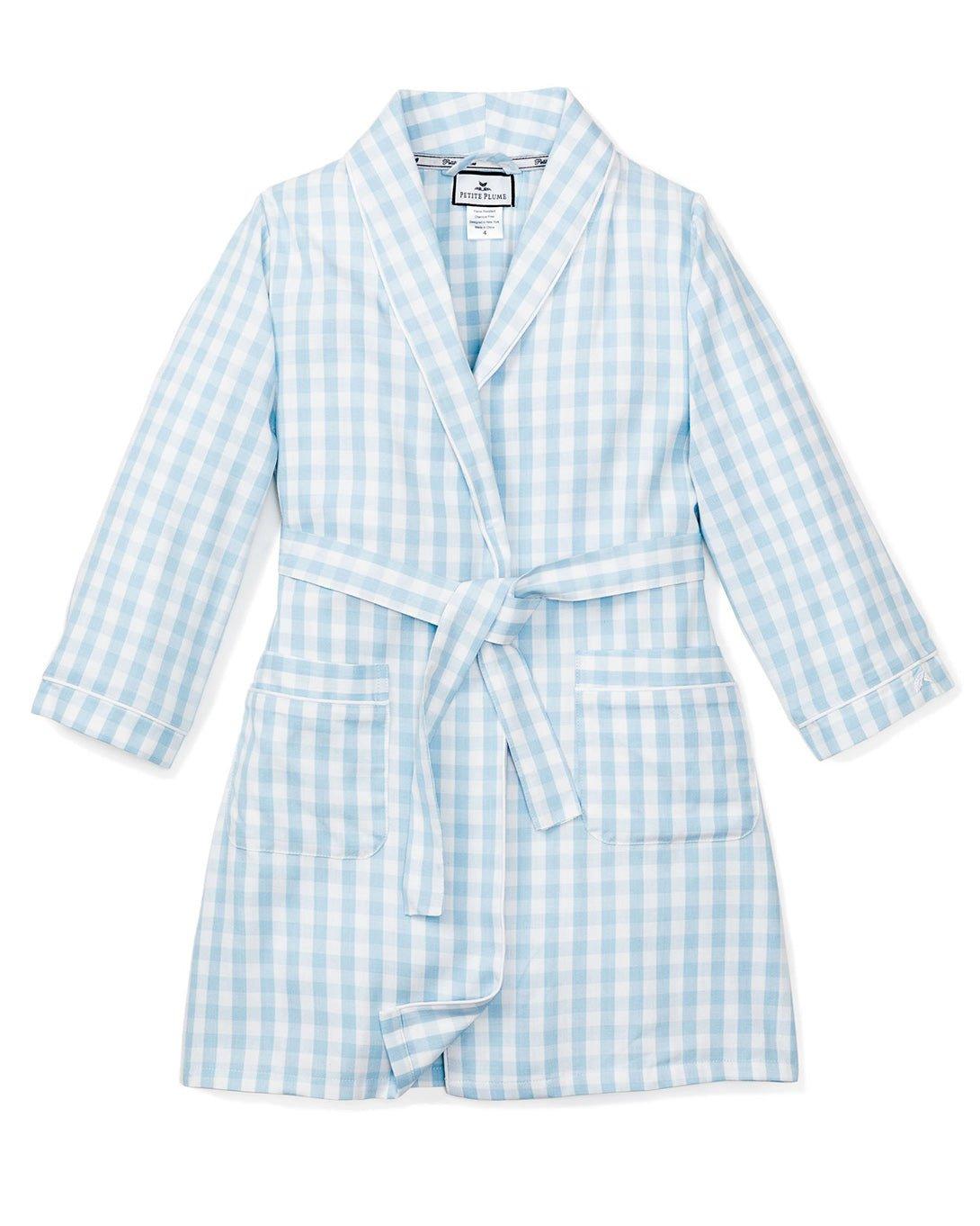 Janie and Jack Light Blue Gingham Robe