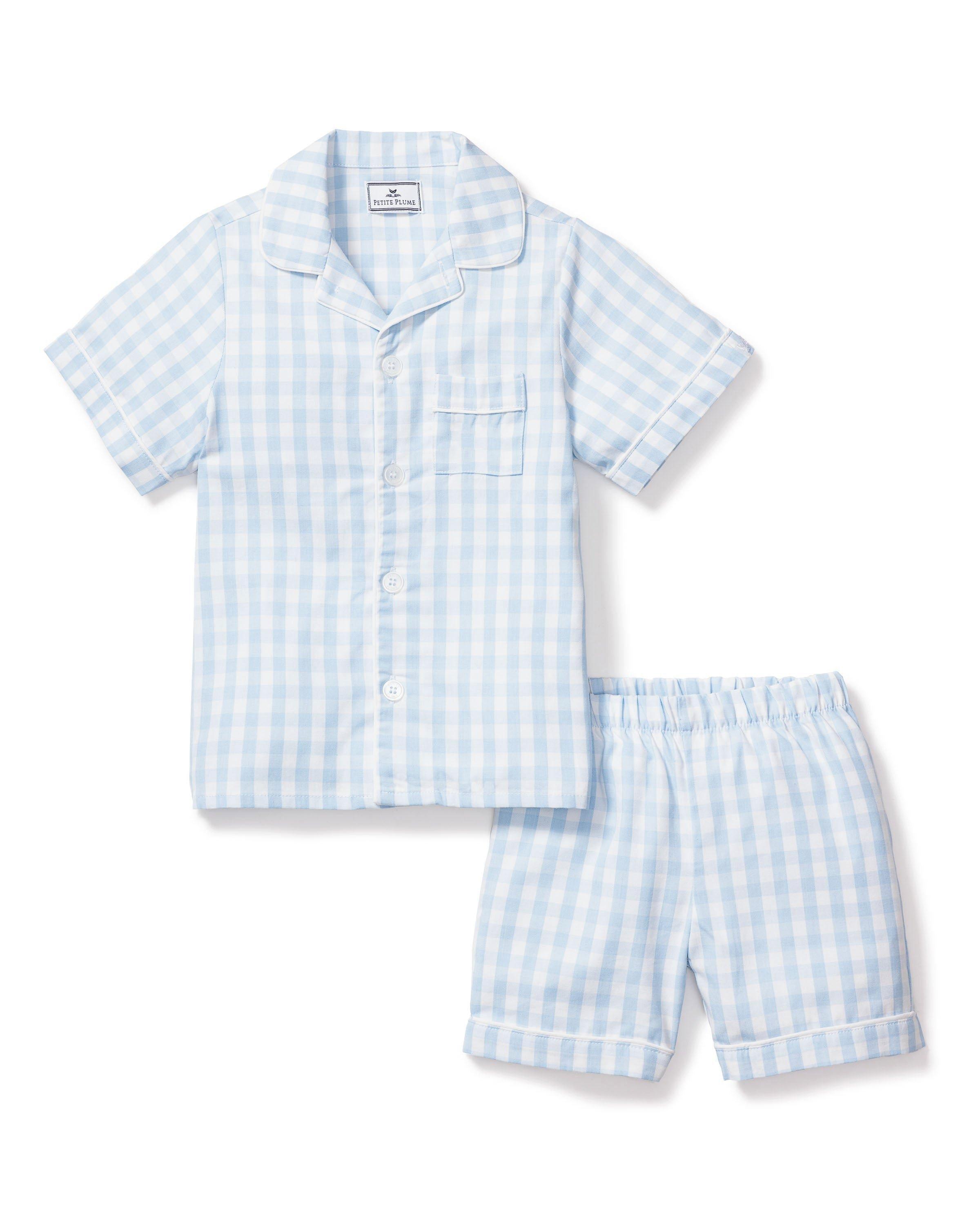 Janie and Jack Light Blue Gingham Short Set