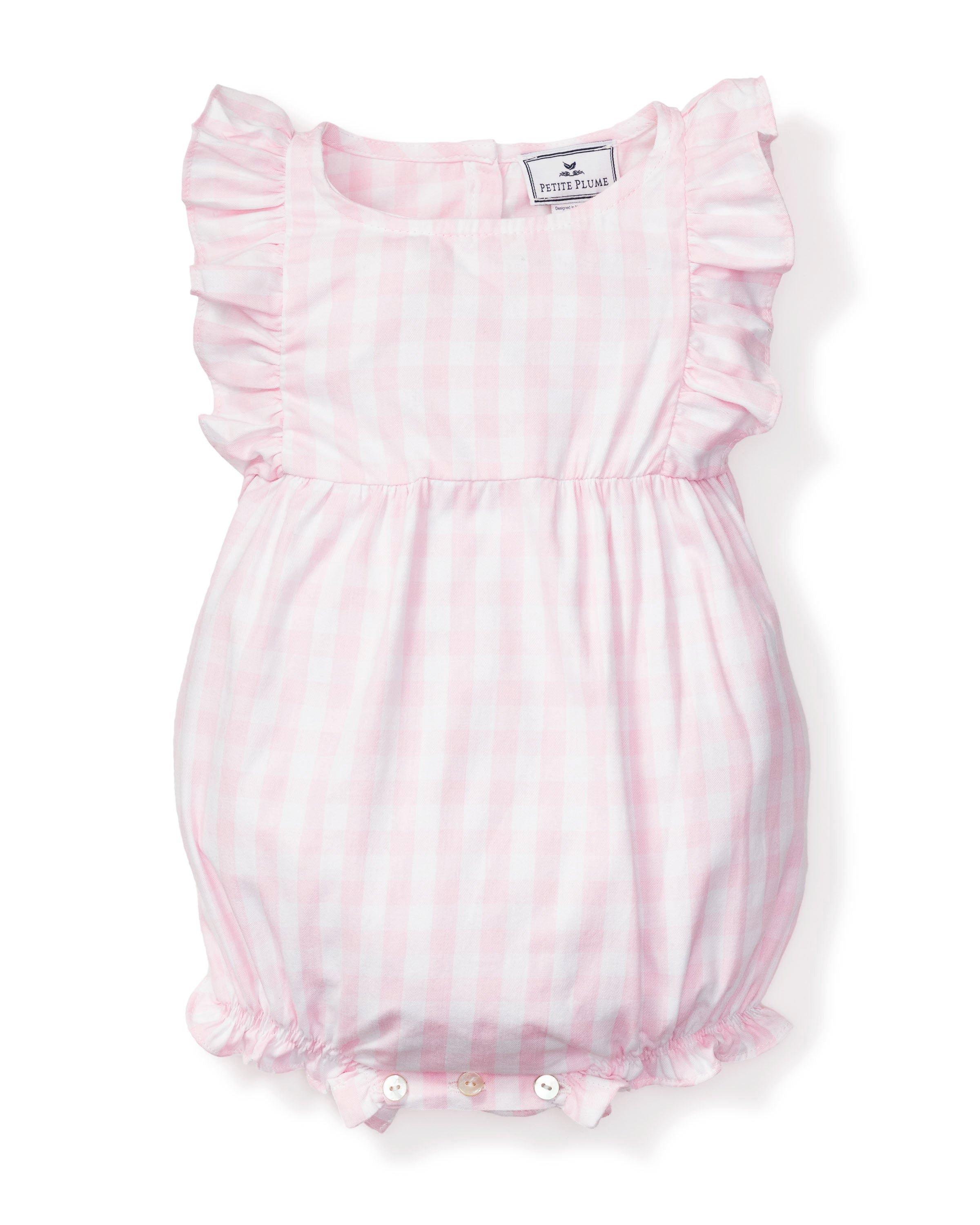 Janie and Jack Pink Gingham Ruffled Romper