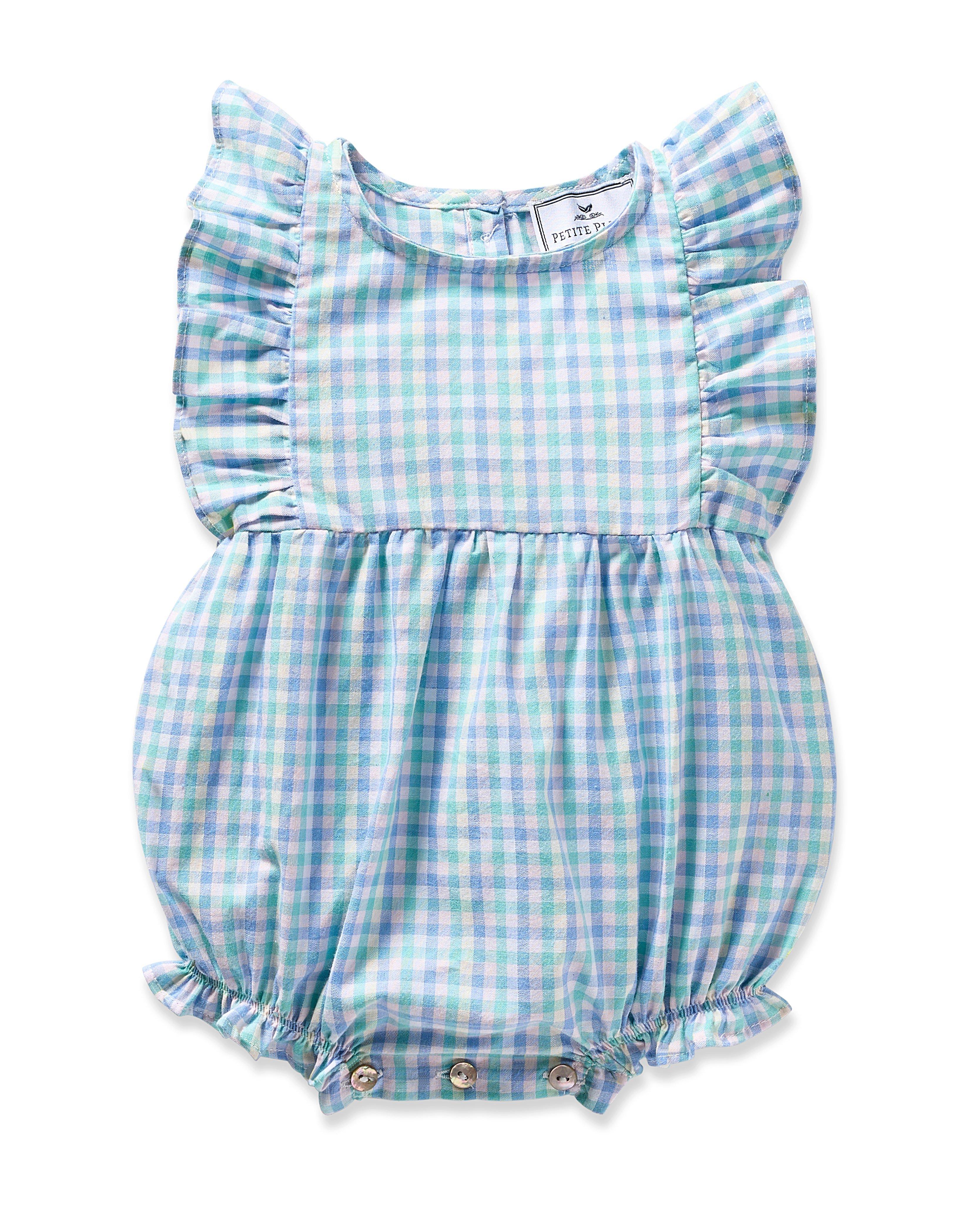 Janie and Jack Infants Twill Ruffled Romper in Spring Gingham