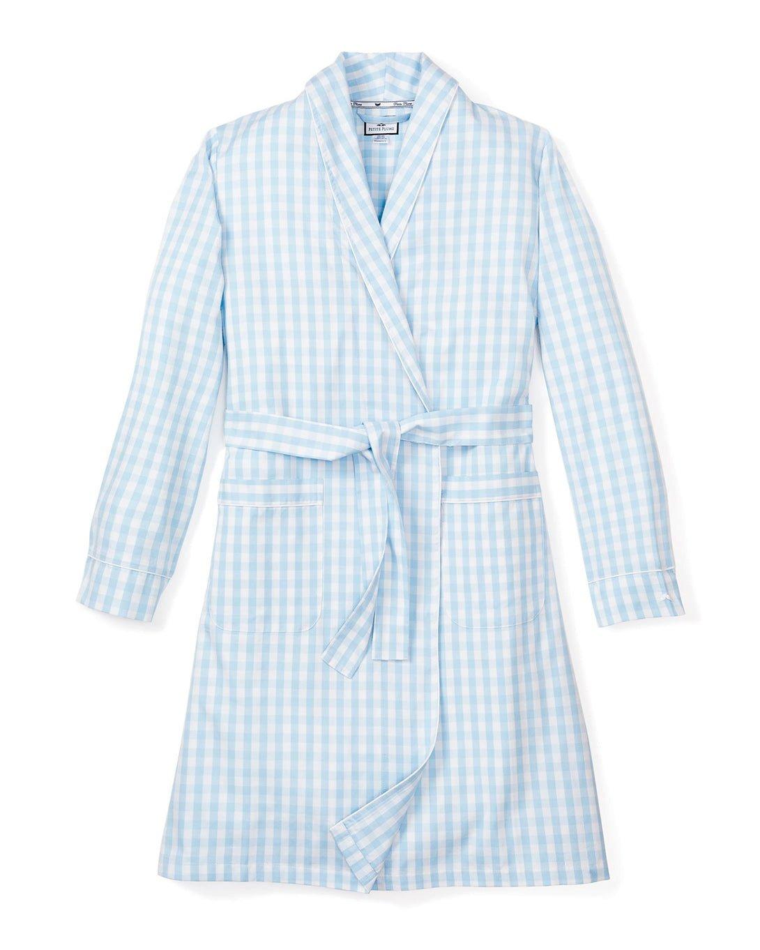 Janie and Jack Women's Light Blue Gingham Robe