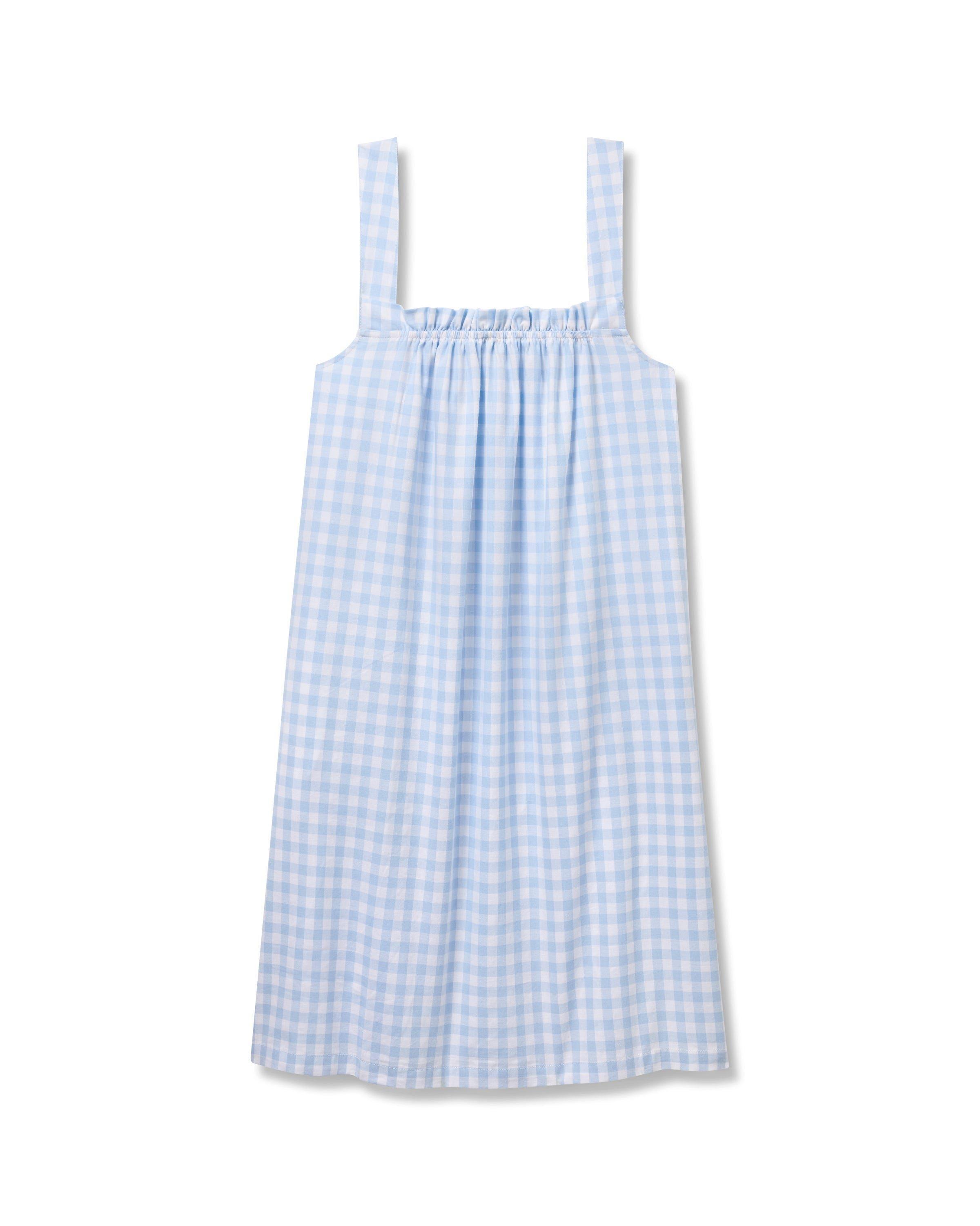 Janie and Jack Women's Twill Annabelle Nightgown in Light Blue Gingham