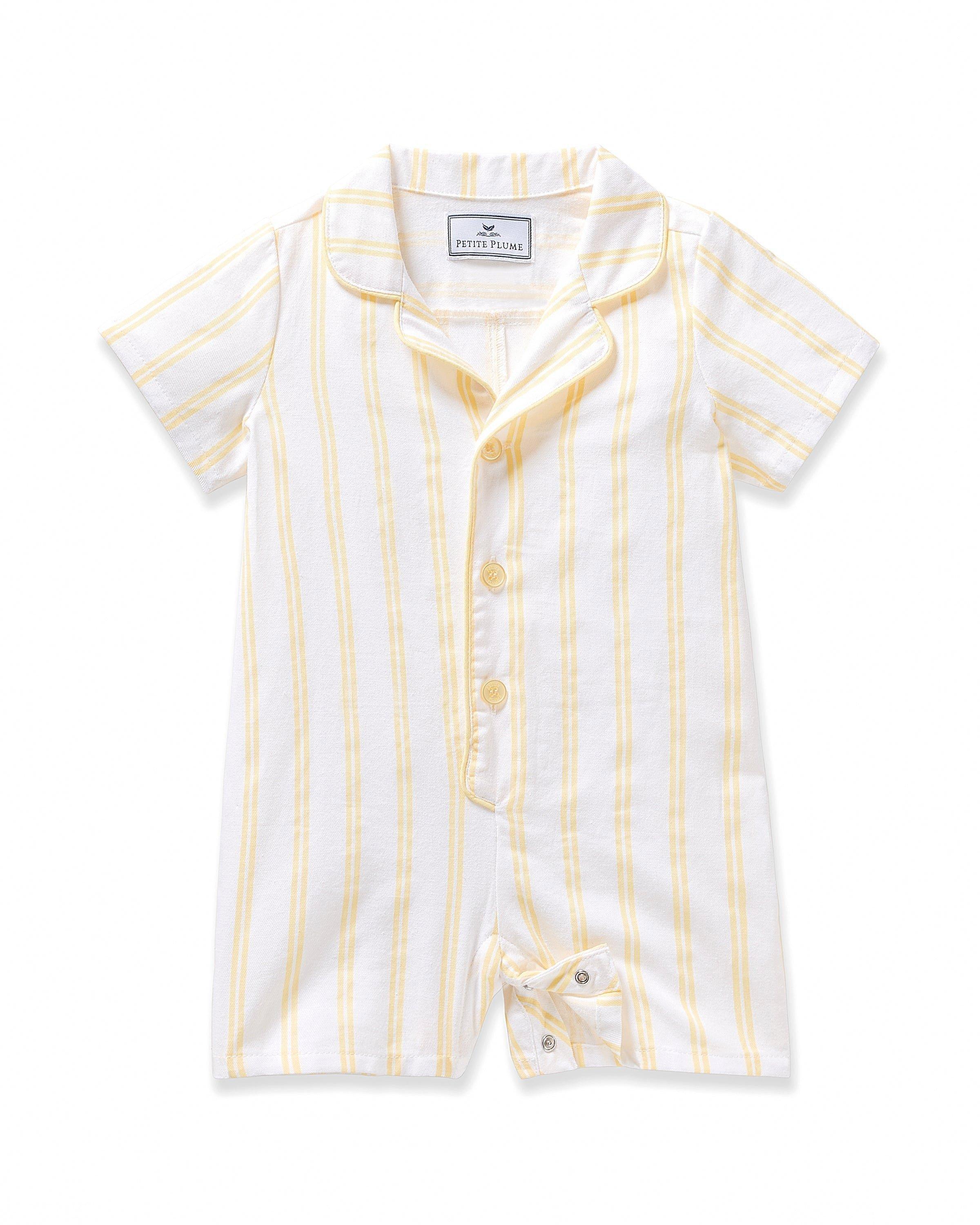 Janie and Jack Infant's Twill Romper in Sunny Stripe