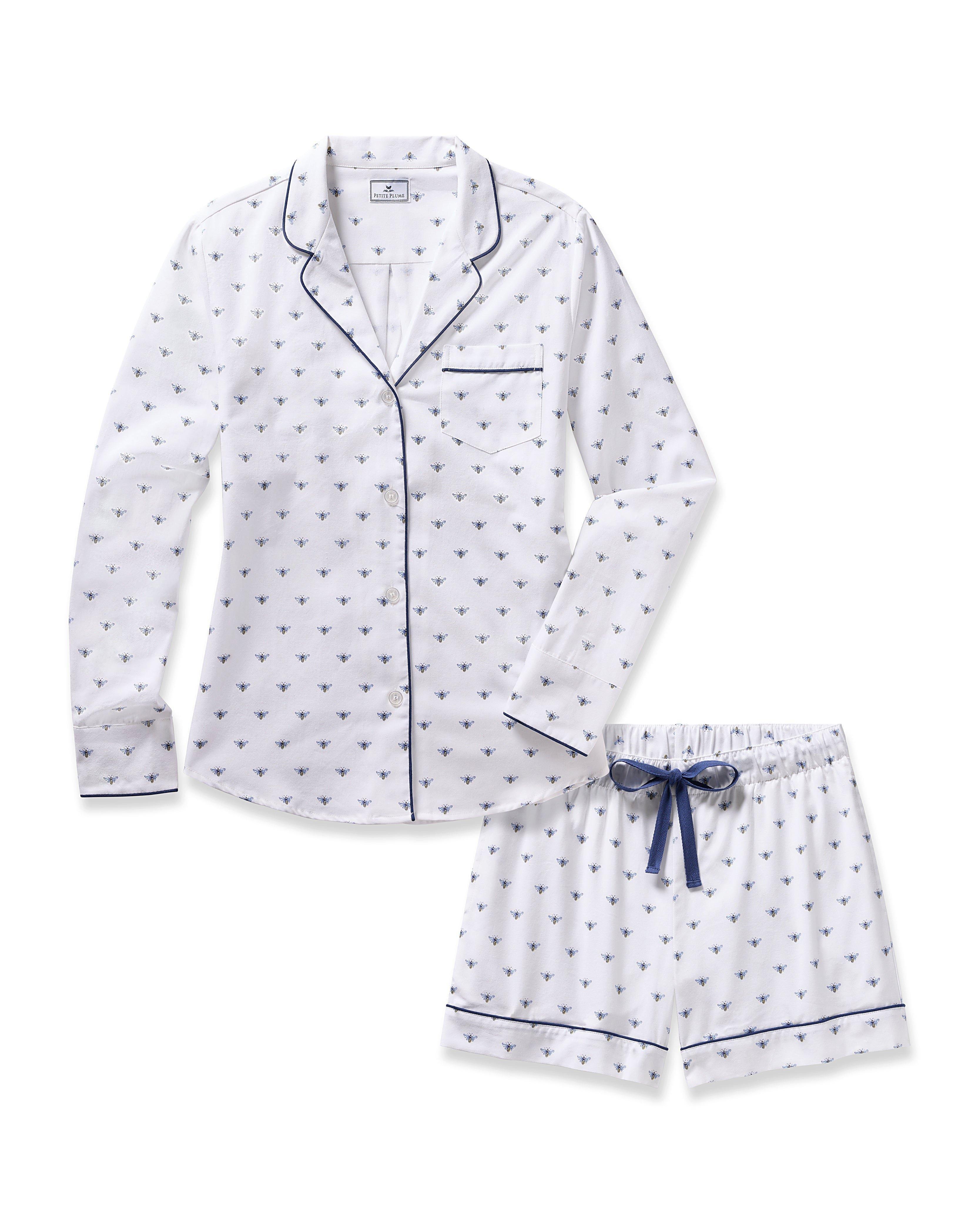 Janie and Jack Women's Twill Long Sleeve Short Set in Buzzing Bees