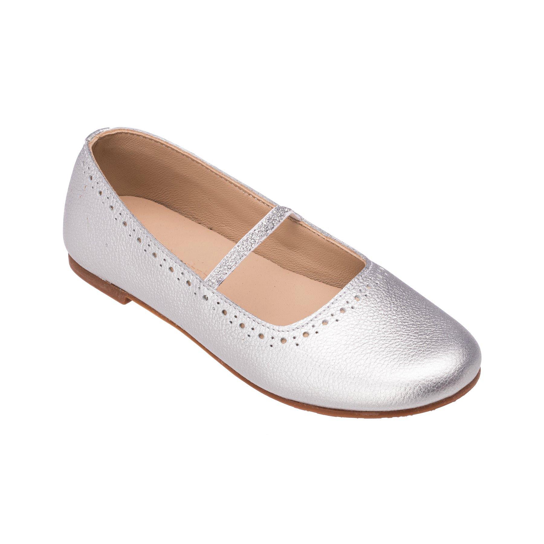 Janie and Jack Sasha Ballerina Flat Silver