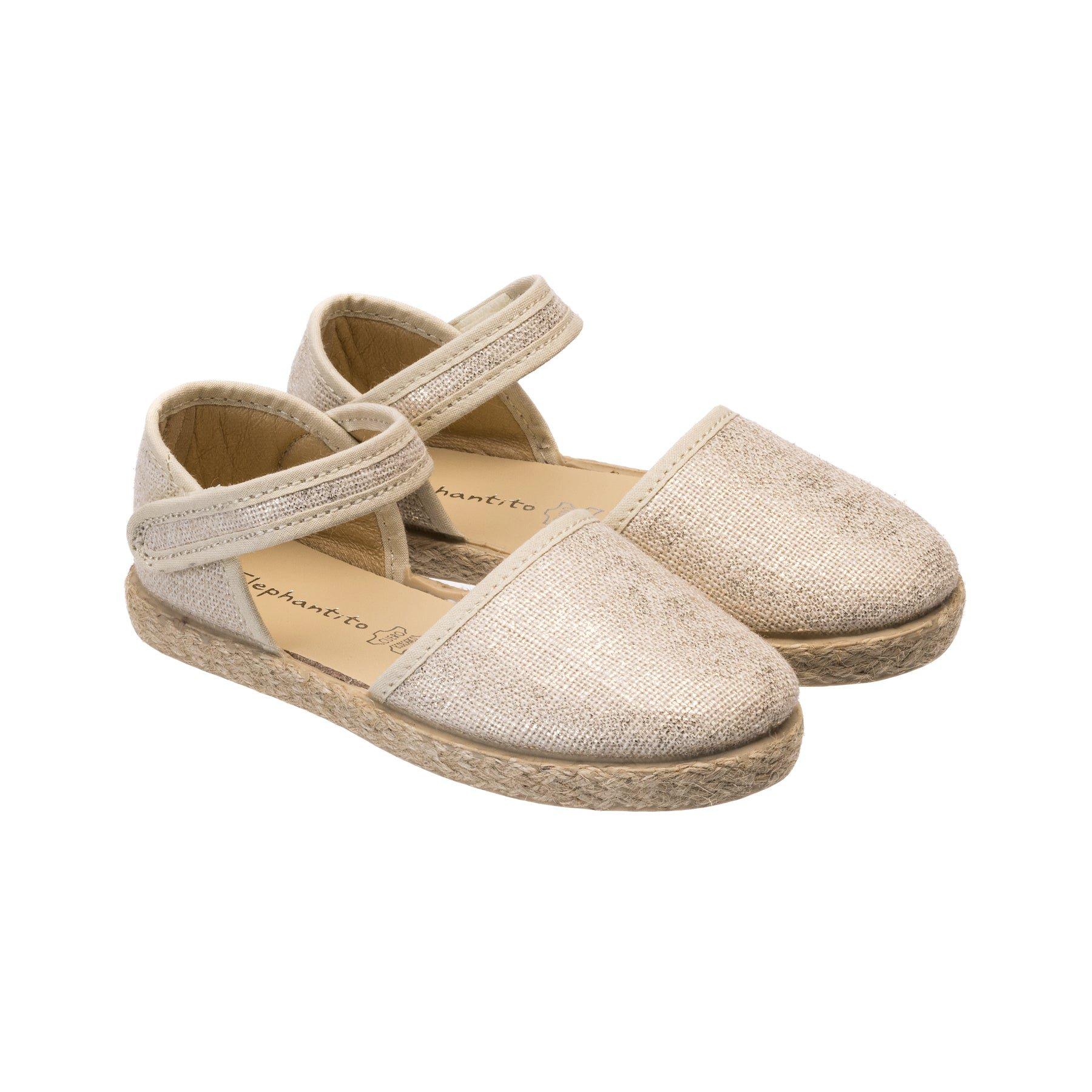 Janie and Jack Linen Classic Espadrille Metallic White
