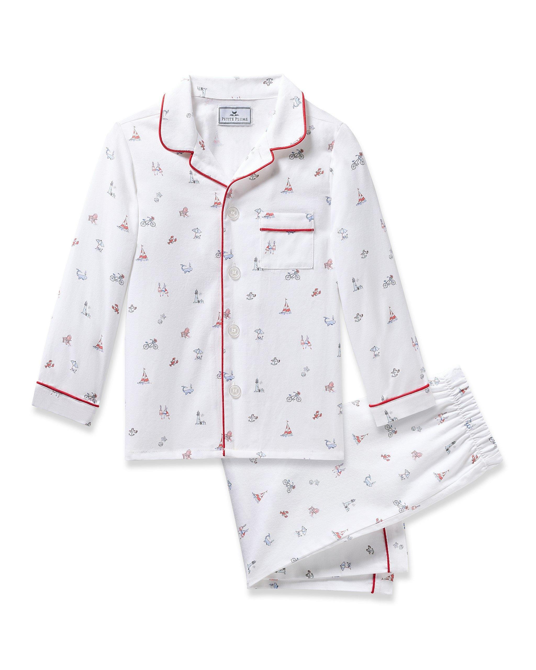 Janie and Jack Kid's Twill Pajama Set in Coastal Charms