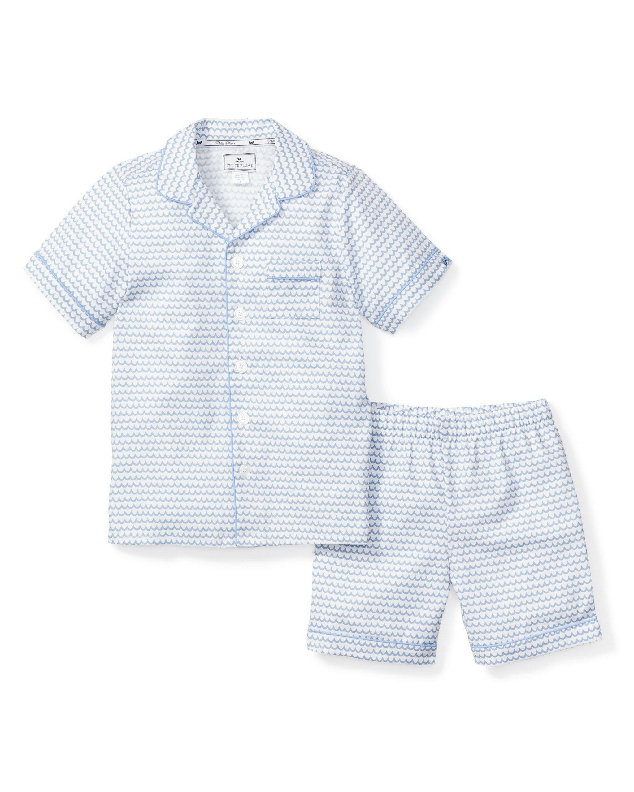 Janie and Jack Kid's Twill Pajama Short Set in La Mer