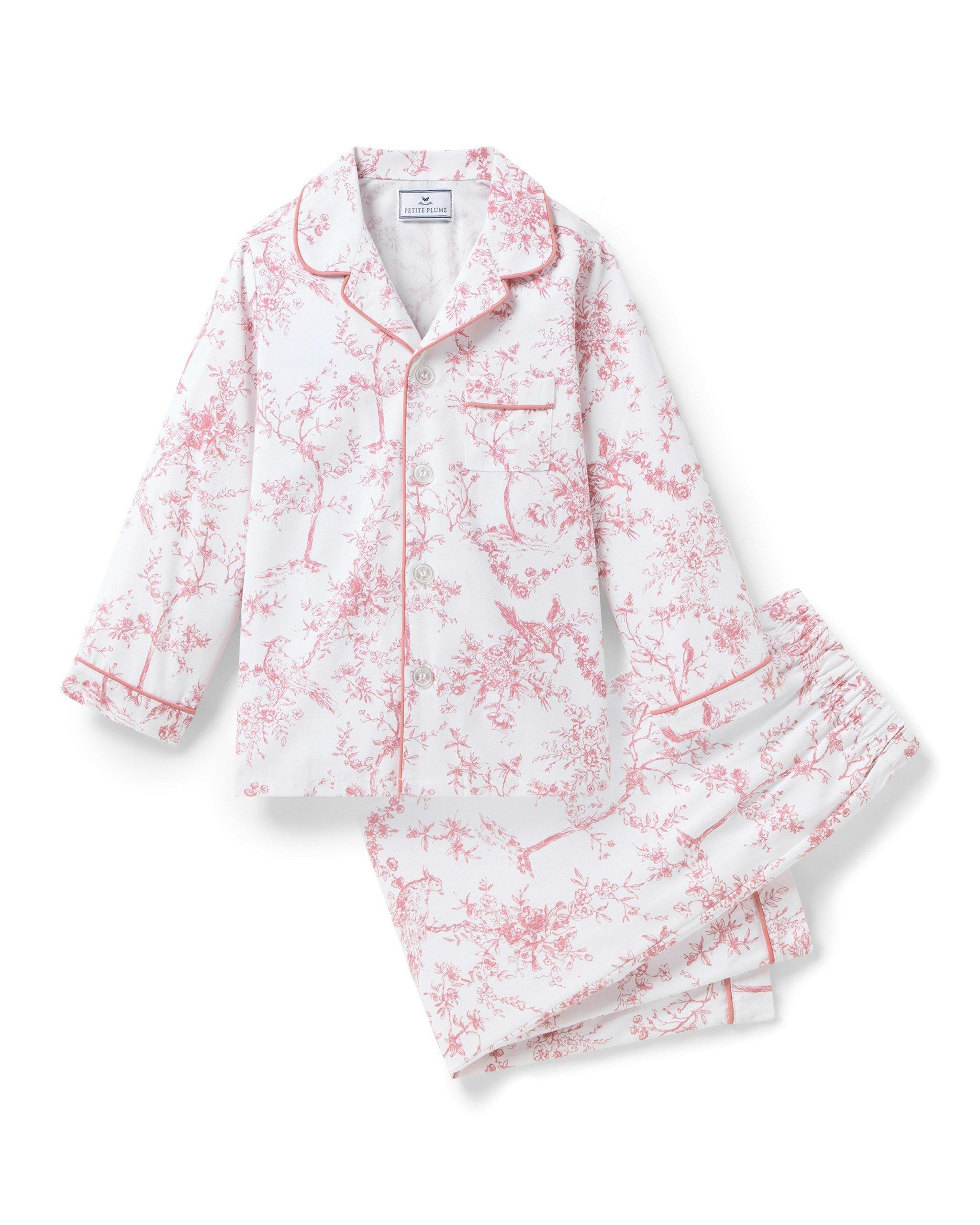 Janie and Jack Kid's Twill Pajama Set in Pink Timeless Toile
