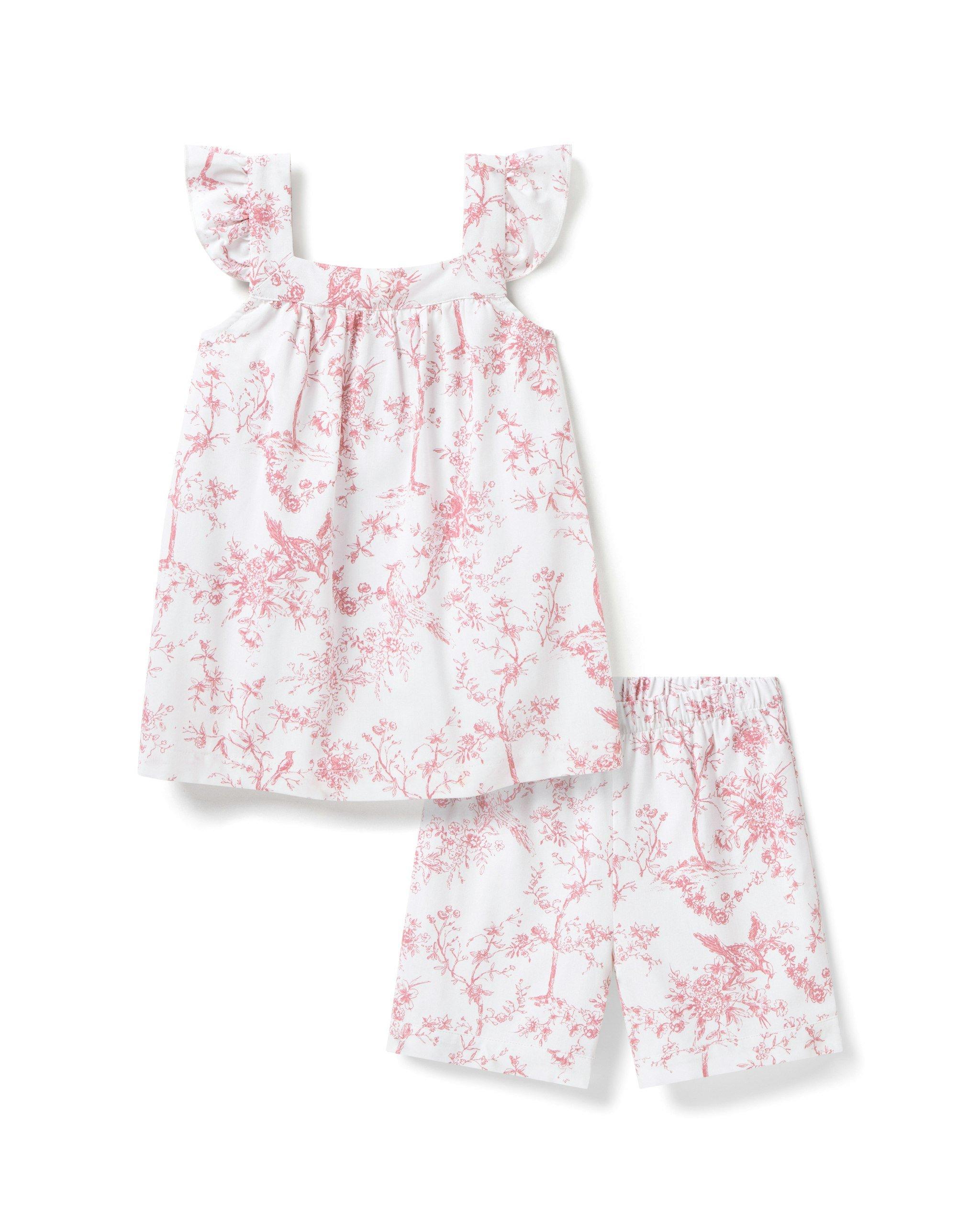 Janie and Jack Girl's Twill Clara Short Set in Pink Timeless Toile