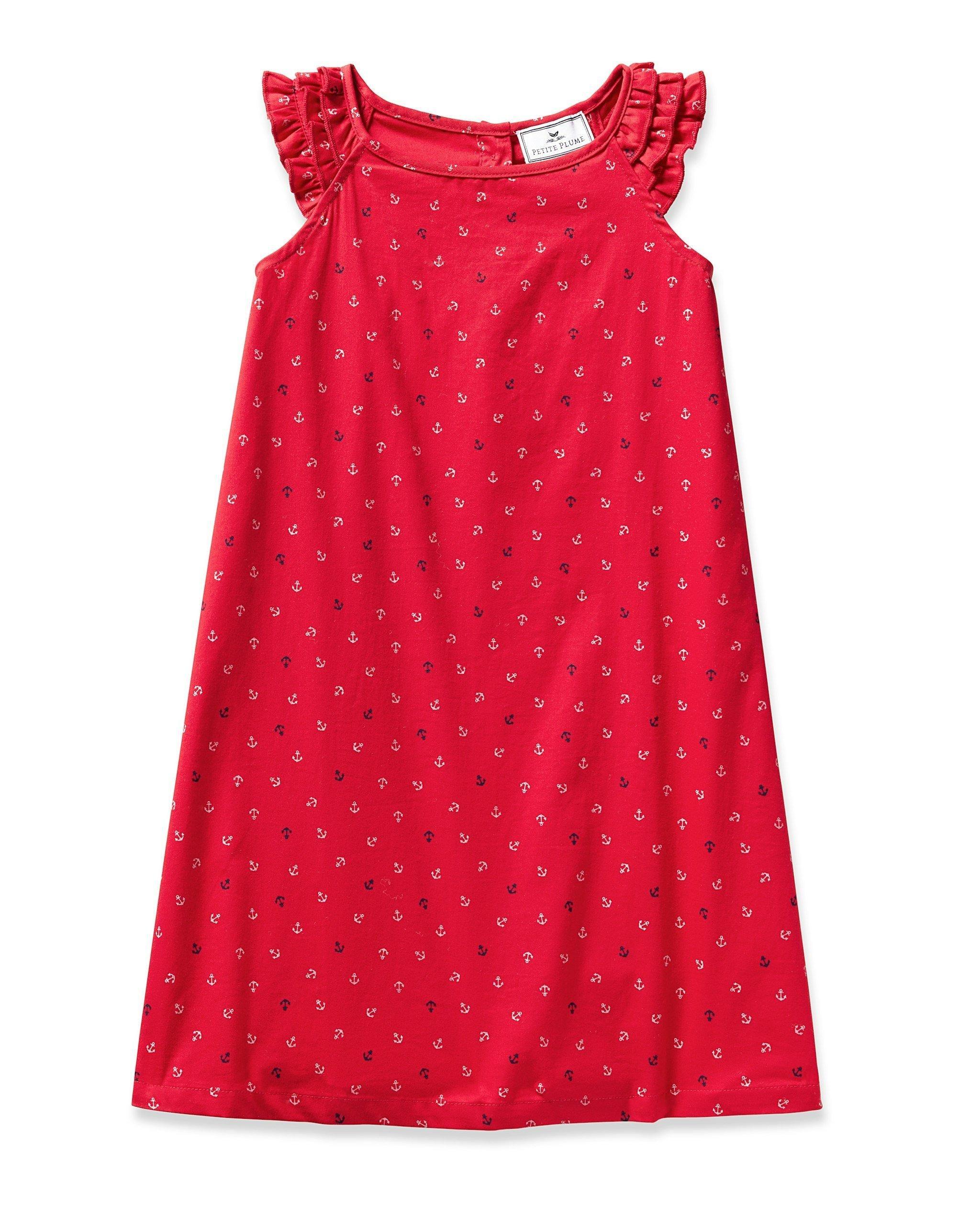 Janie and Jack Girl's Twill Amelie Nightgown in Anchors Away