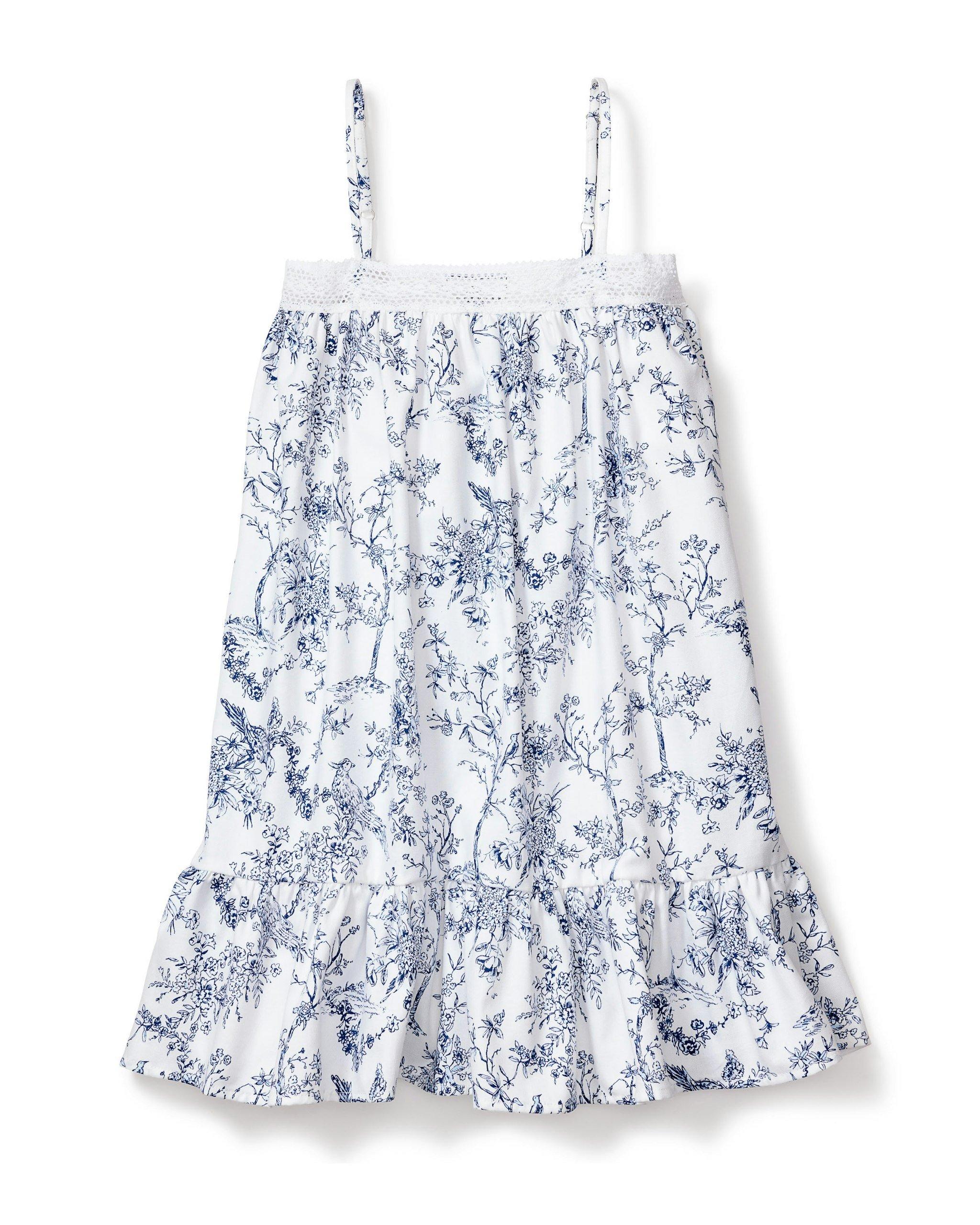 Janie and Jack Girl's Twill Lily Nightgown in Blue Timeless Toile