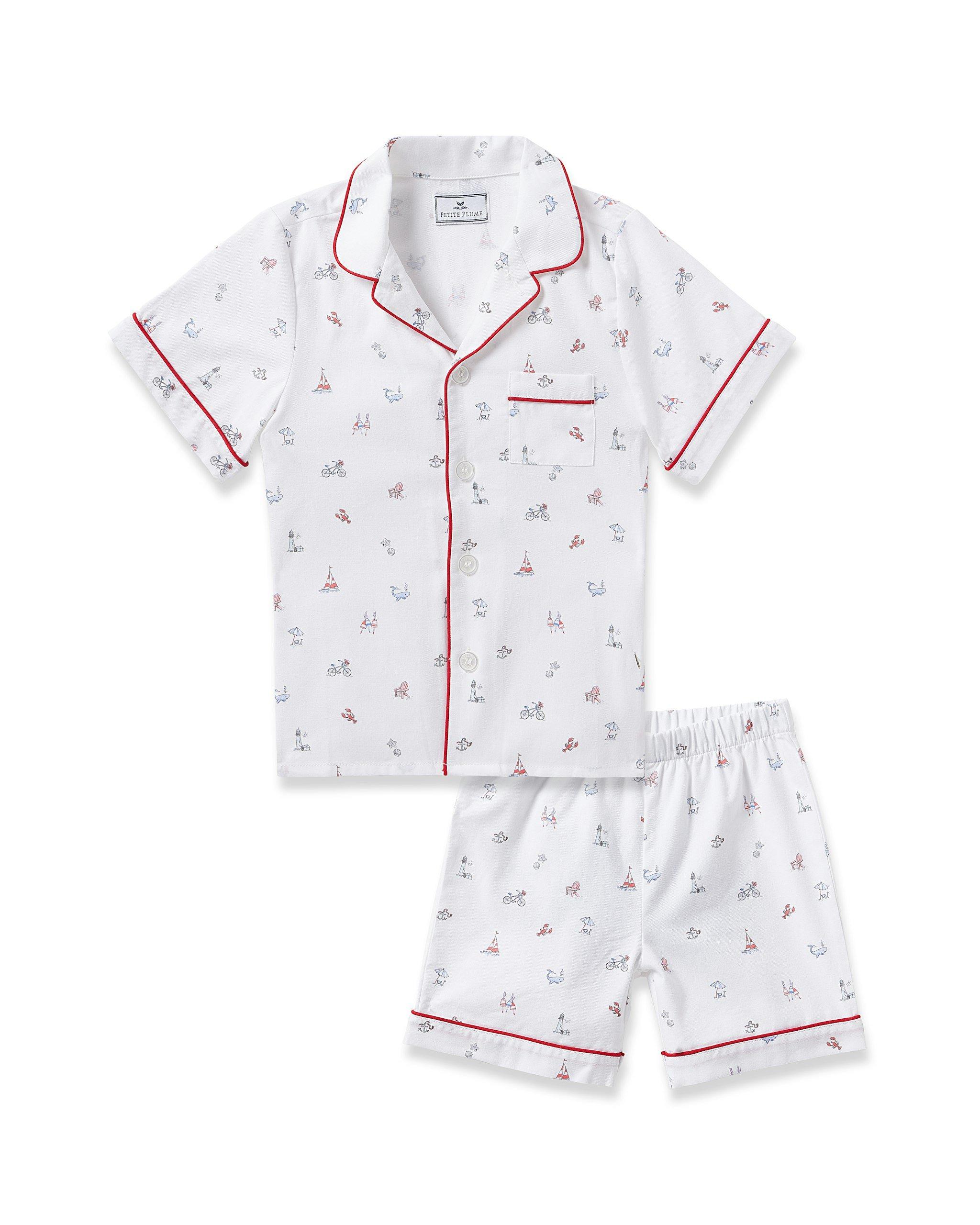 Janie and Jack Kid's Twill Short Pajama Set in Coastal Charms