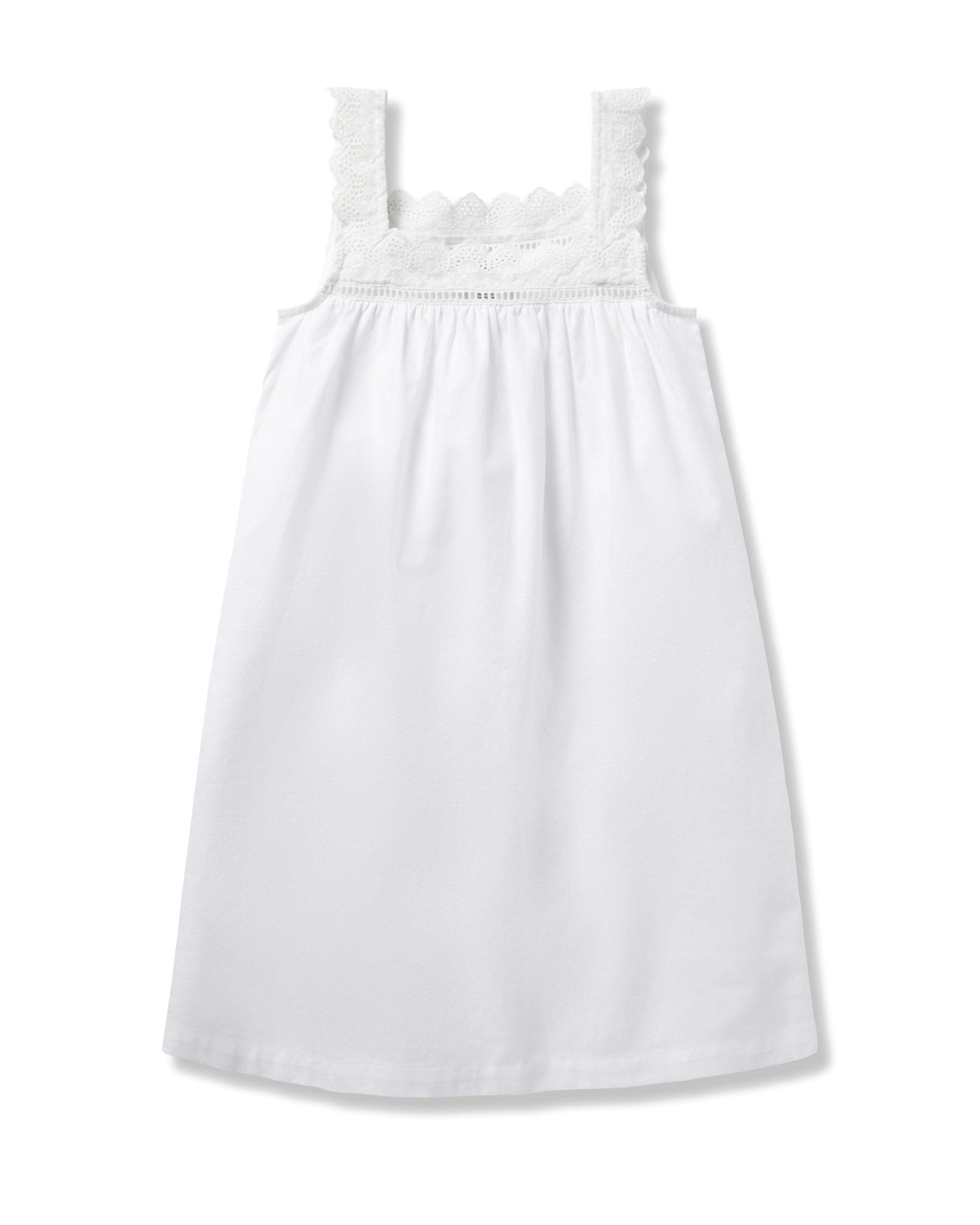 Janie and Jack Girl's Twill Esme Nightgown in White