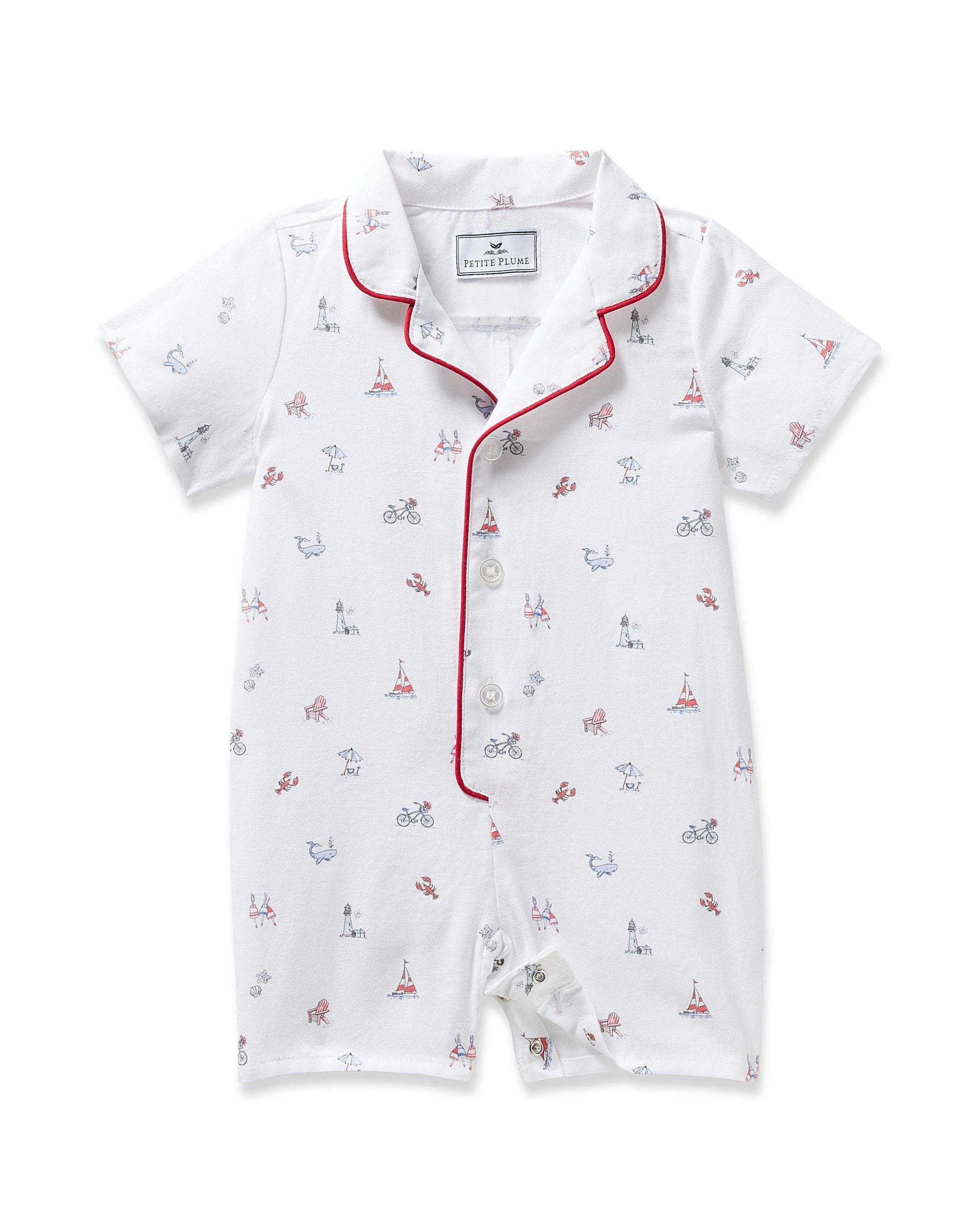 Janie and Jack Baby's Twill Summer Romper in Coastal Charms