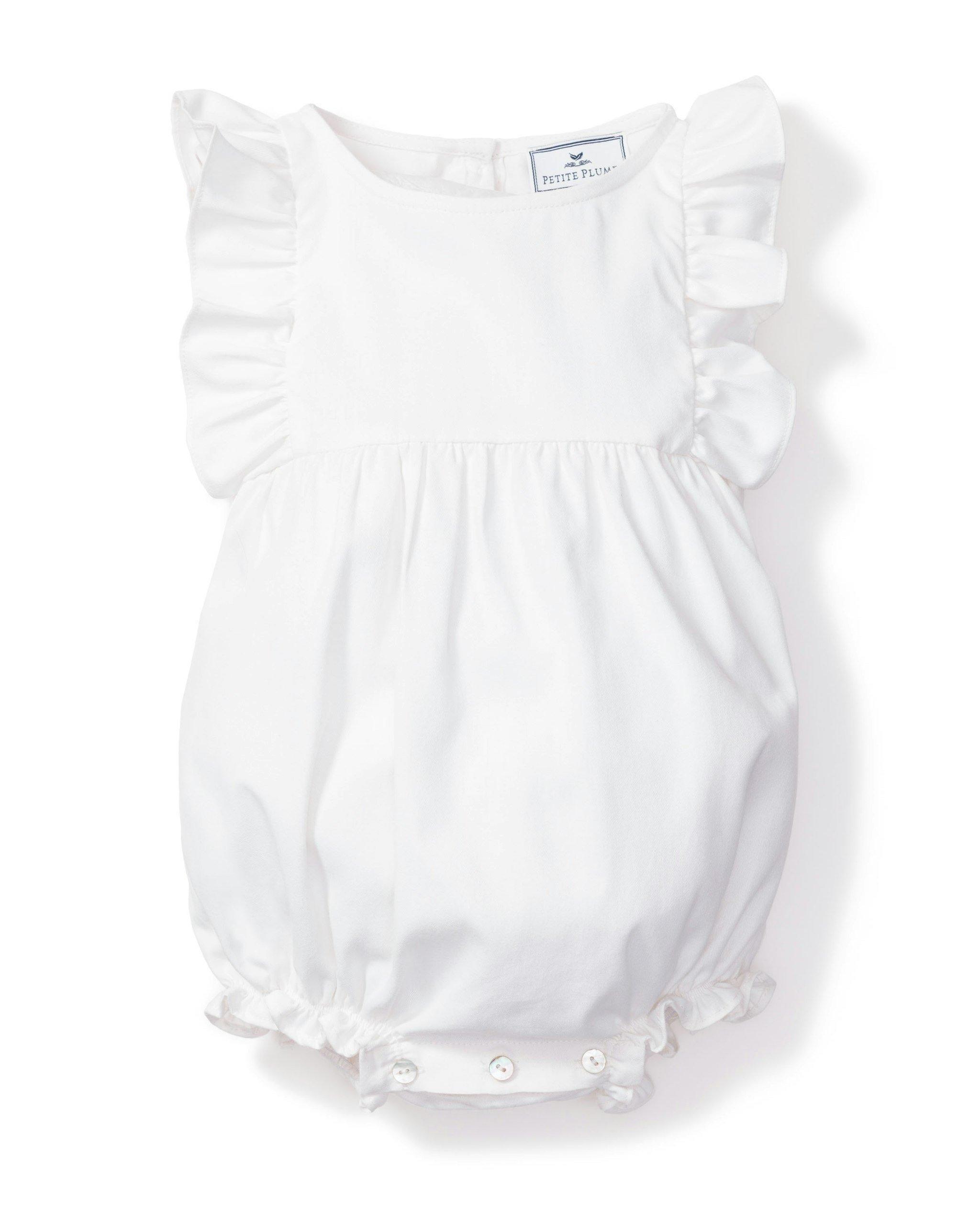 Janie and Jack Baby's White Twill Ruffled Romper