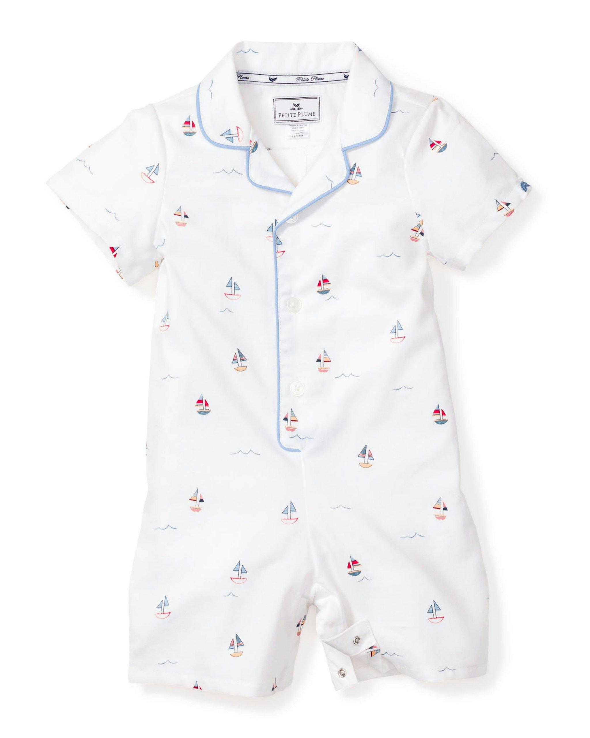 Janie and Jack Baby's Twill Summer Romper in Bateau