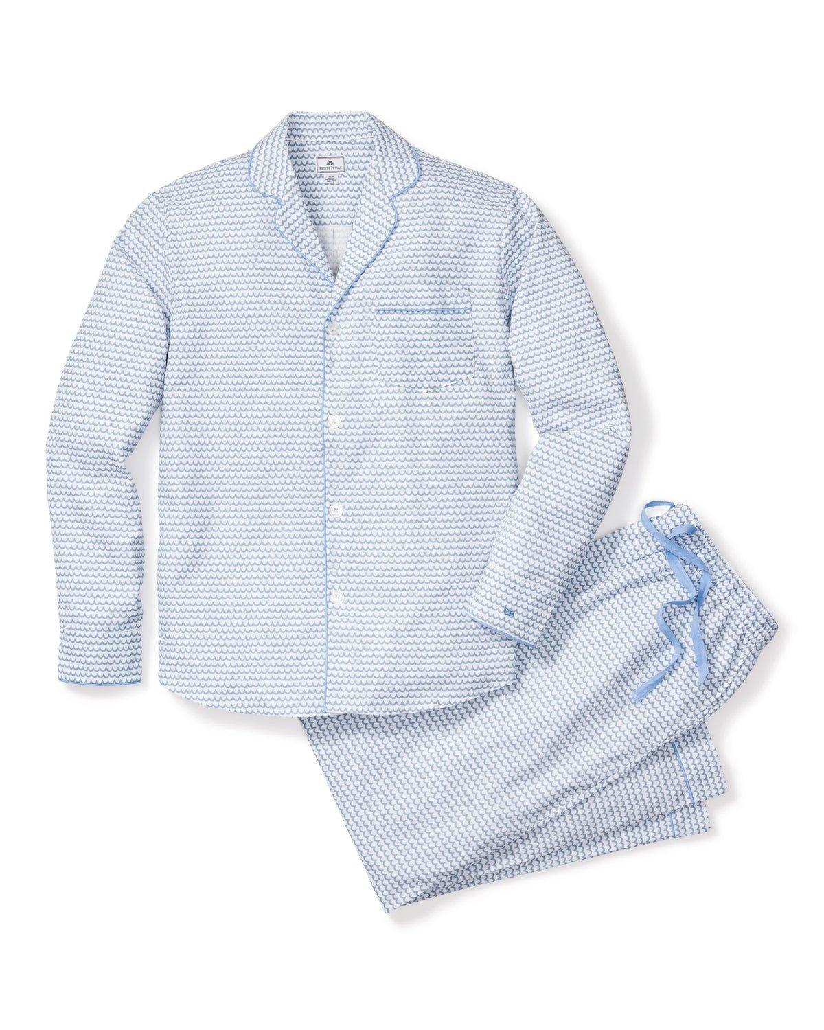 Janie and Jack Men's Twill Pajama Set in La Mer