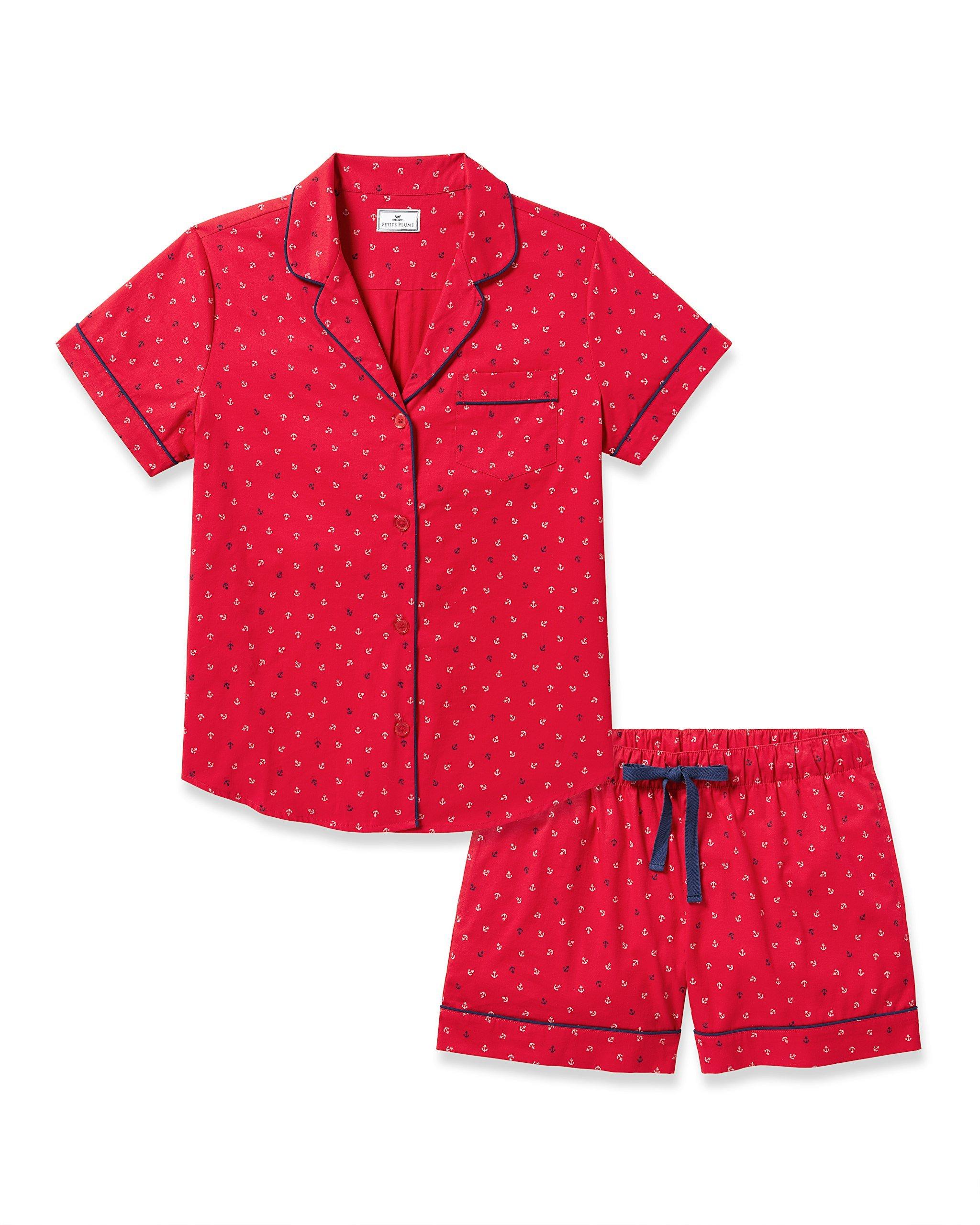 Janie and Jack Women's Twill Short Sleeve Short Pajama Set in Anchors Away