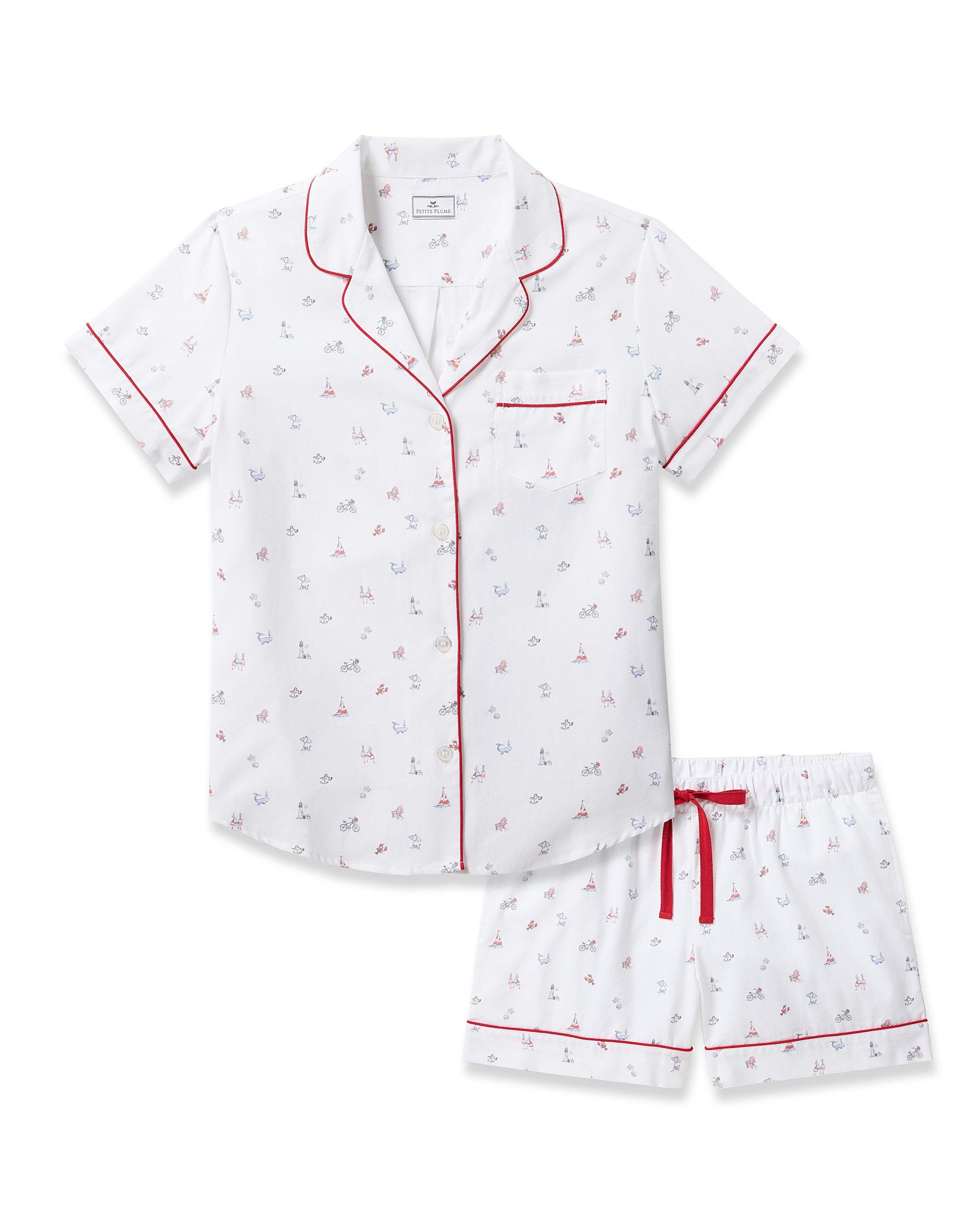 Janie and Jack Women's Twill Short Pajama Set in Coastal Charms