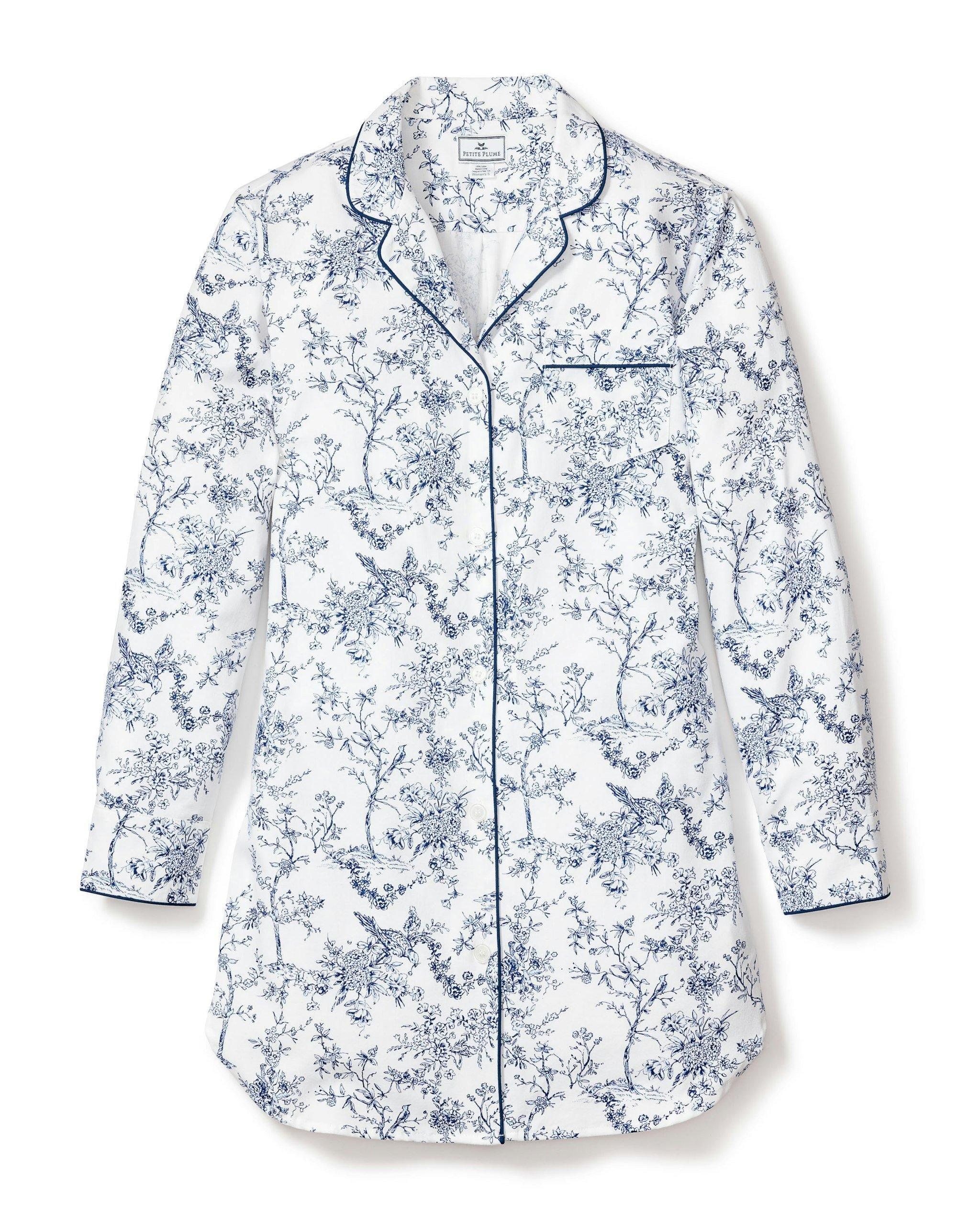 Janie and Jack Women's Twill Nightshirt in Blue Timeless Toile