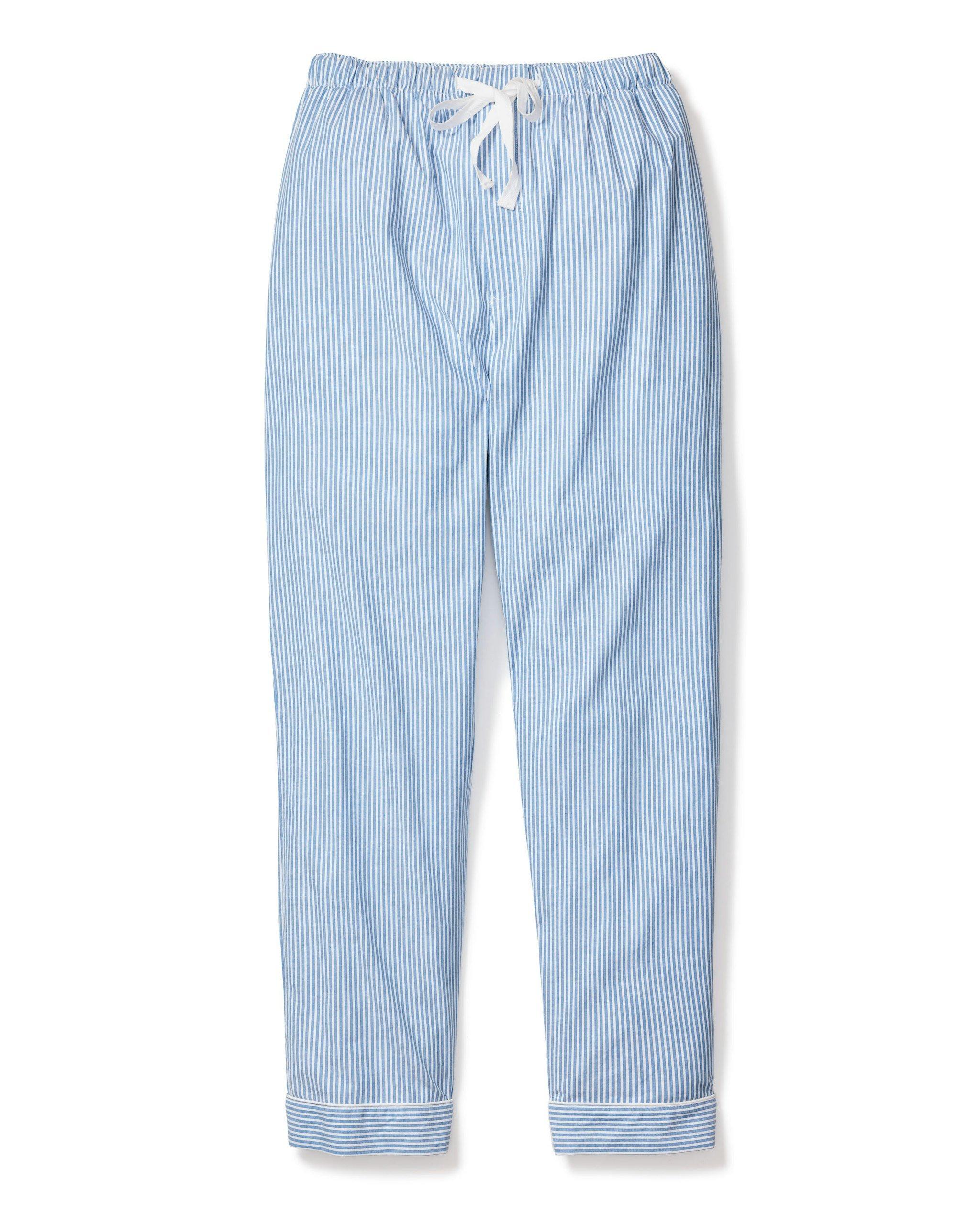 Janie and Jack Men's Twill Pajama Pants in French Blue Seersucker