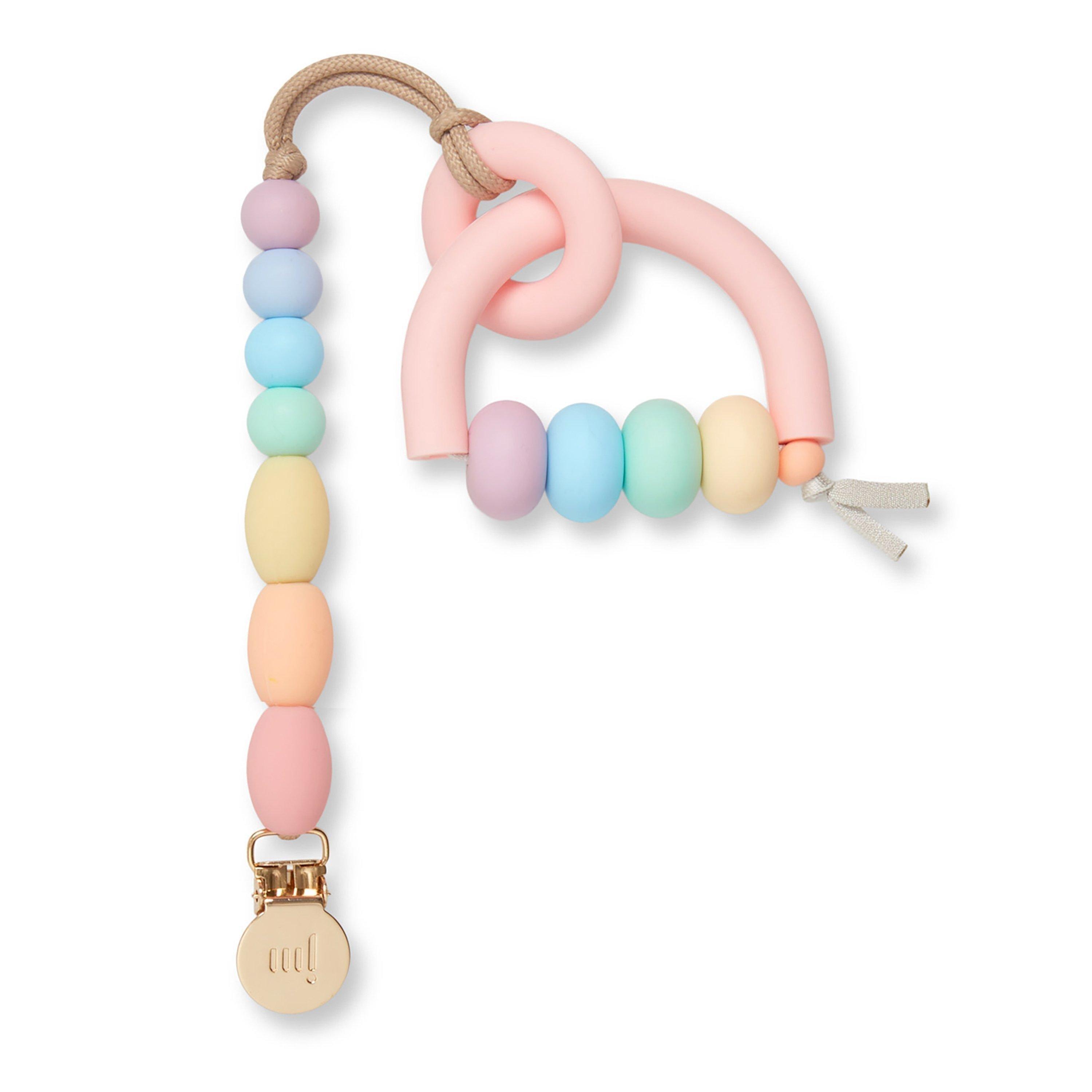 Janie and Jack Rainbow Sherbet Arch Ring Teether + Clip Set