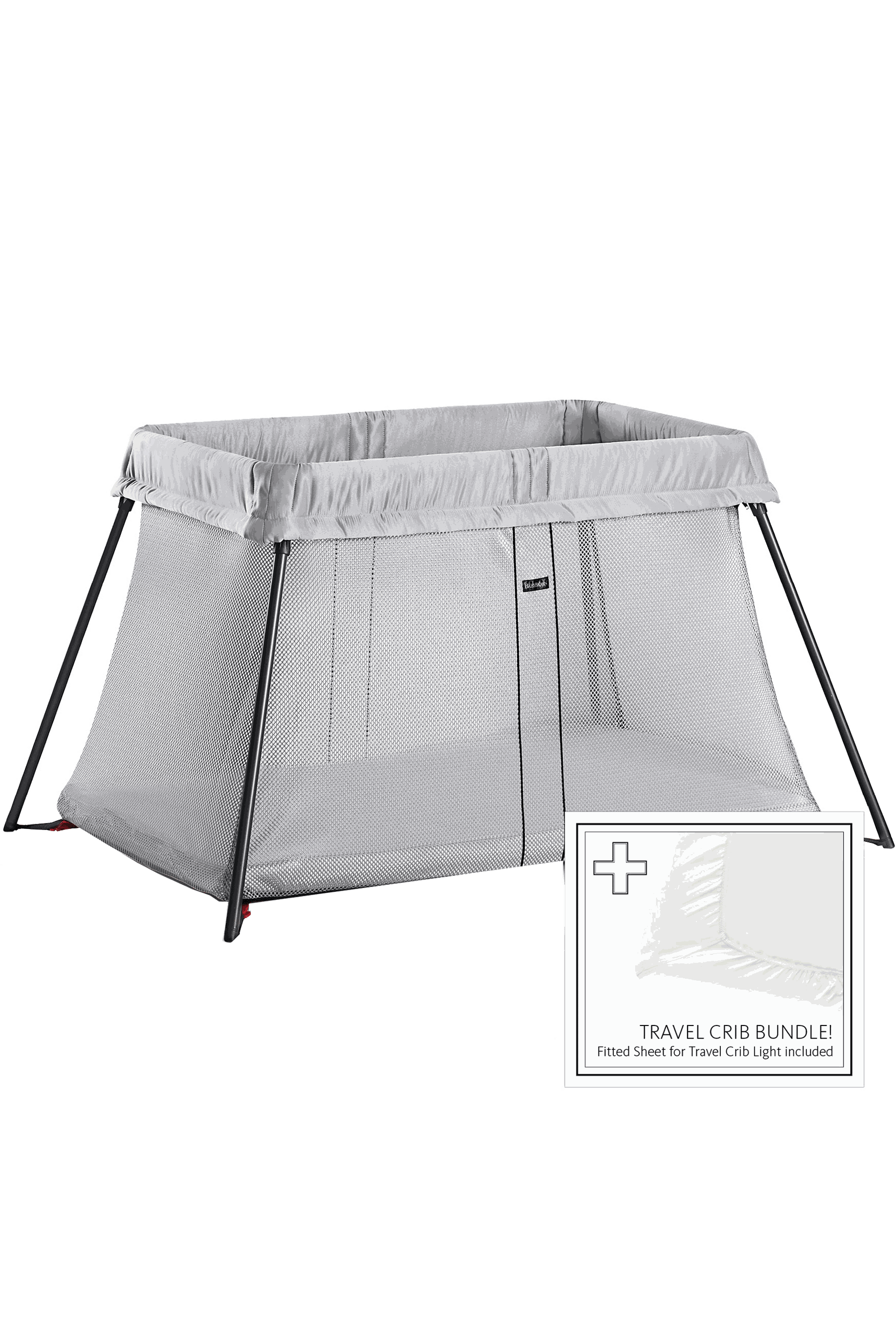 Janie and Jack Travel Crib Light Silver & Fitted Sheet Bundle Pack