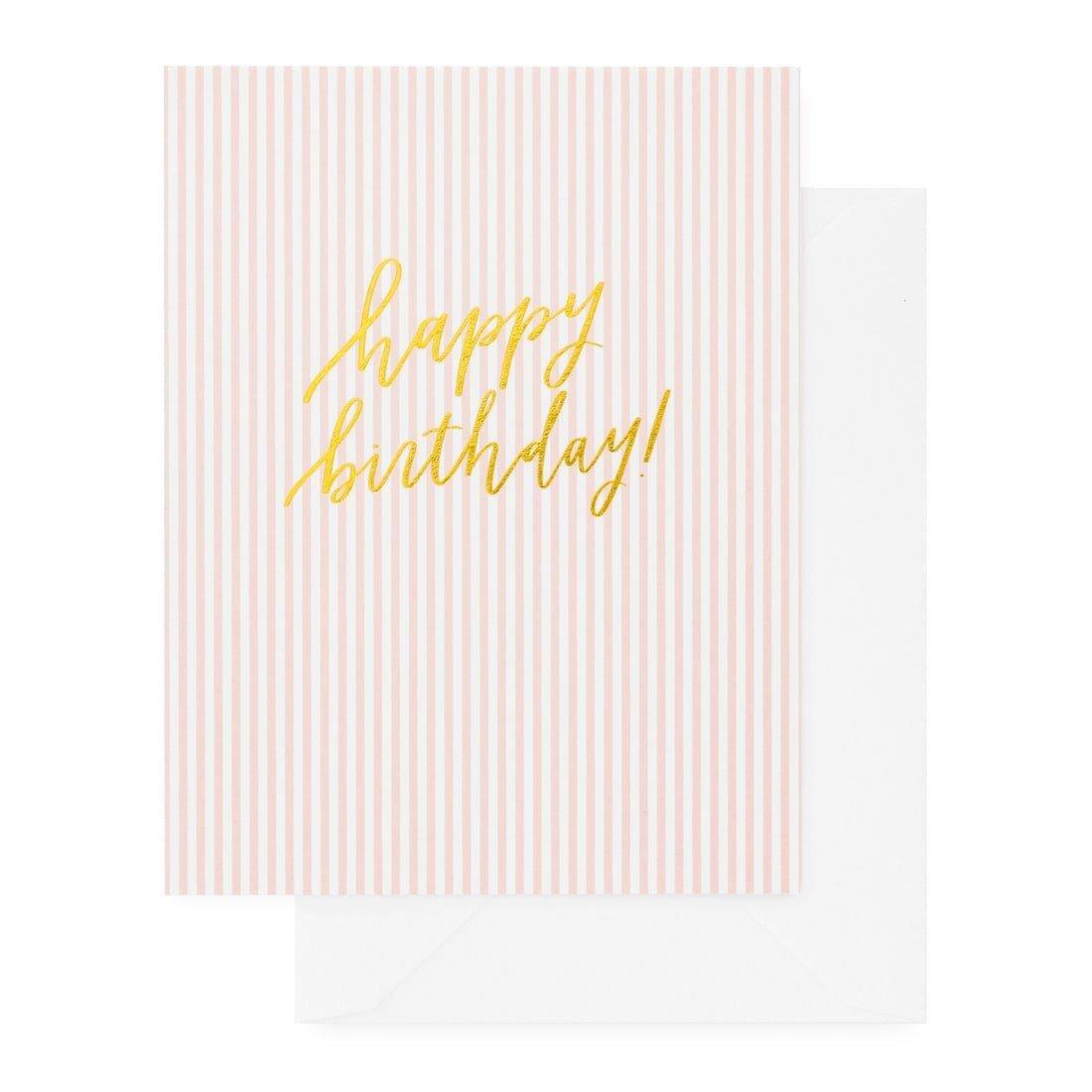 Janie and Jack Pink Stripe Happy Birthday Greeting Card