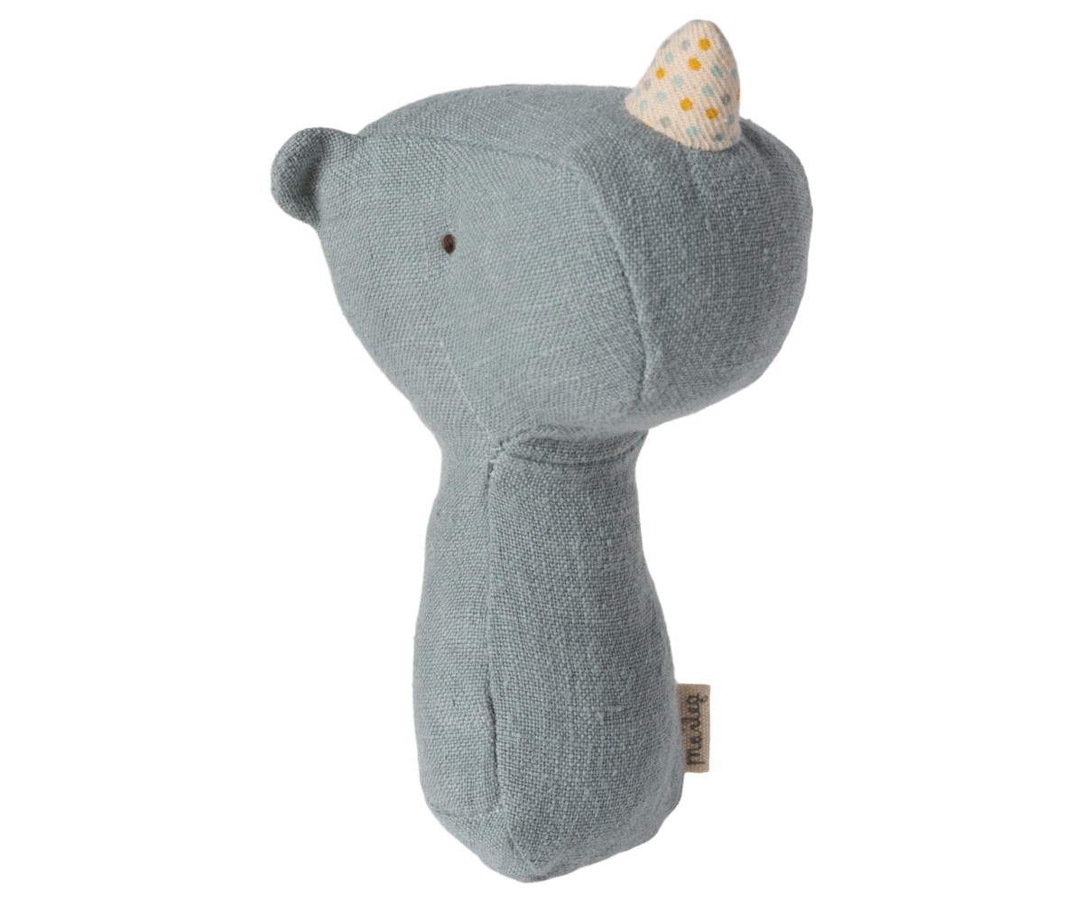Janie and Jack Lullaby friends, Rhino rattle - Dusty blue