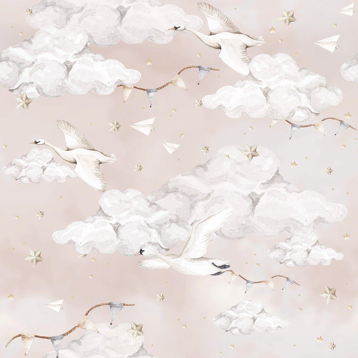 Janie and Jack Magic Swans Pink Wallpaper
