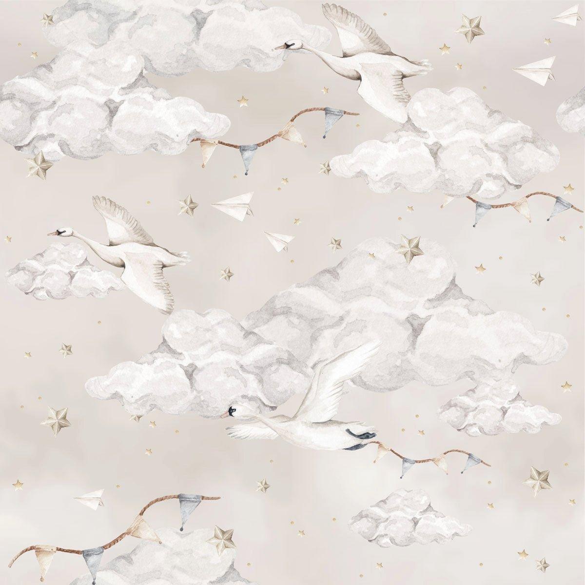 Janie and Jack Magic Swans Beige Wallpaper