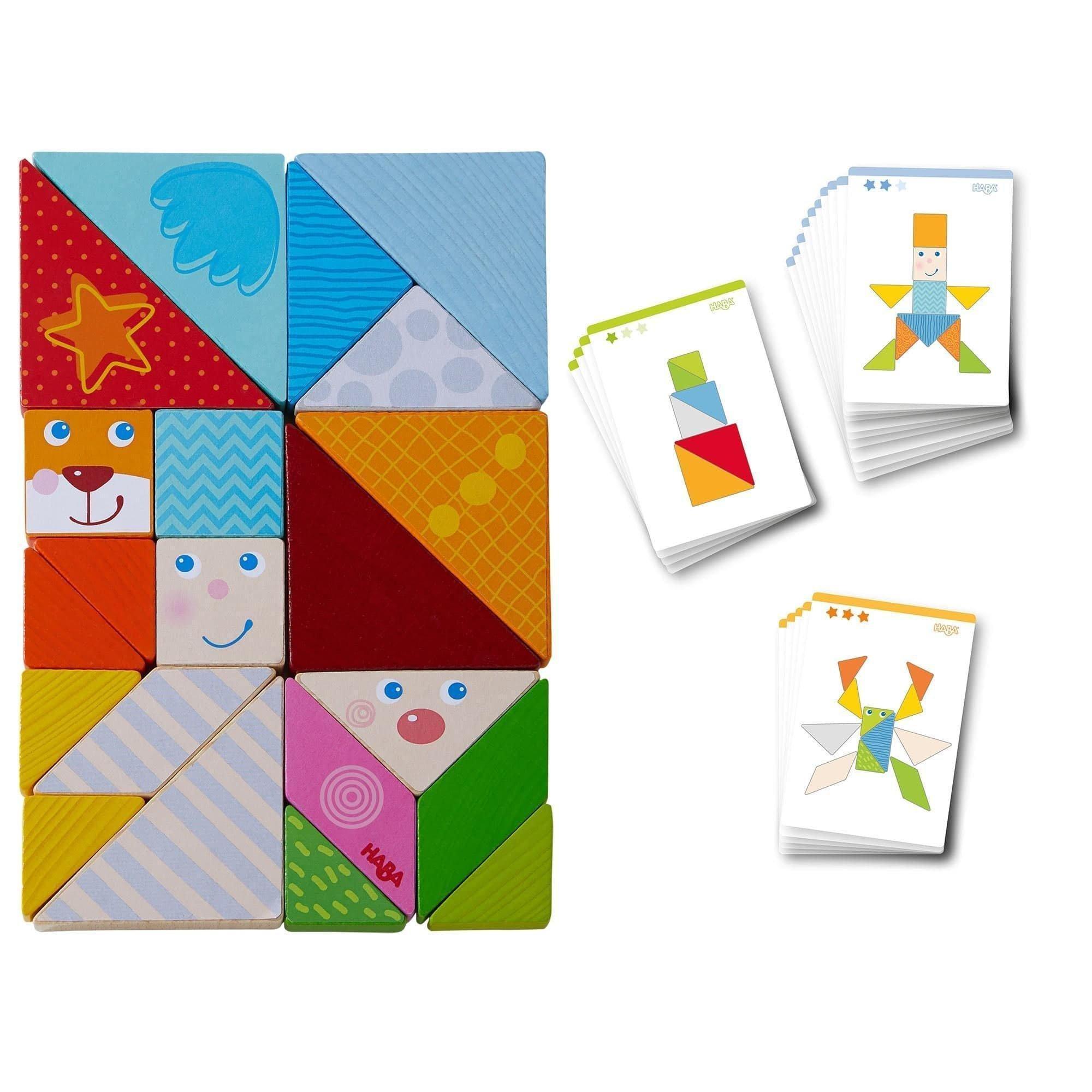 Janie and Jack Arranging Game Funny Faces Tangram Wooden Tiles