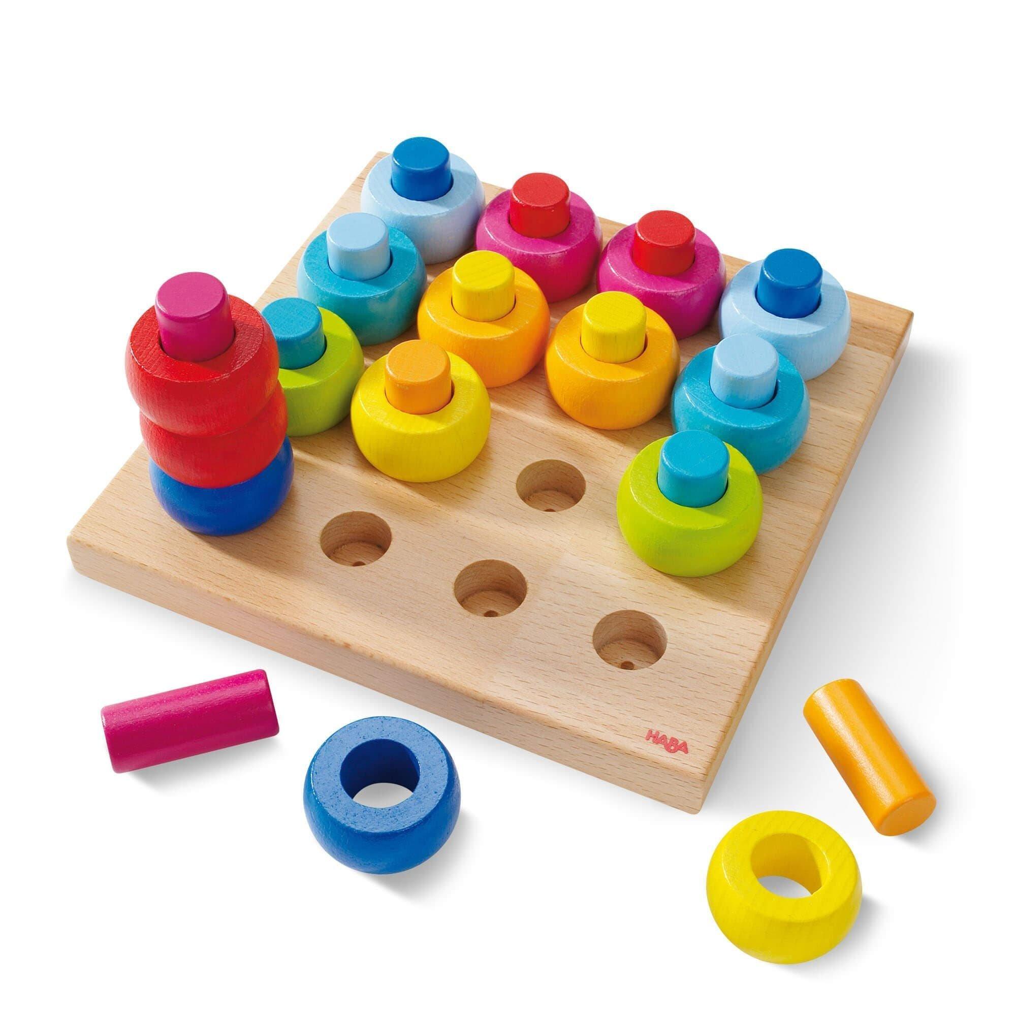 Janie and Jack Rainbow Whirls Wooden Sorting and Stacking Game