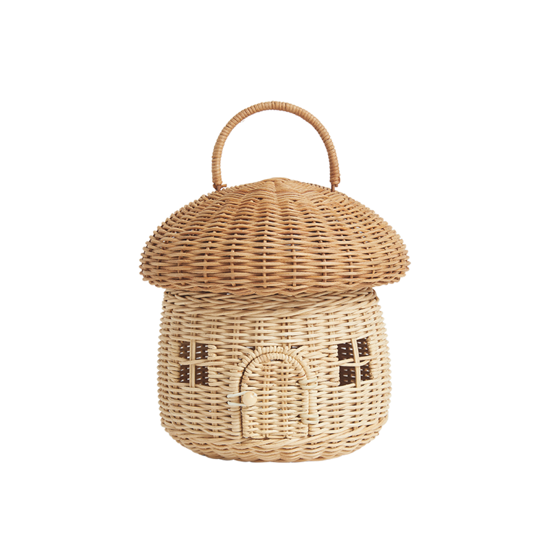 Janie and Jack Rattan Mushroom Basket - Natural