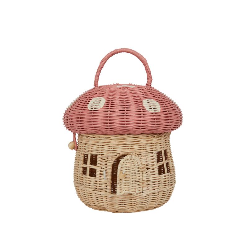 Janie and Jack Rattan Mushroom Basket - Musk