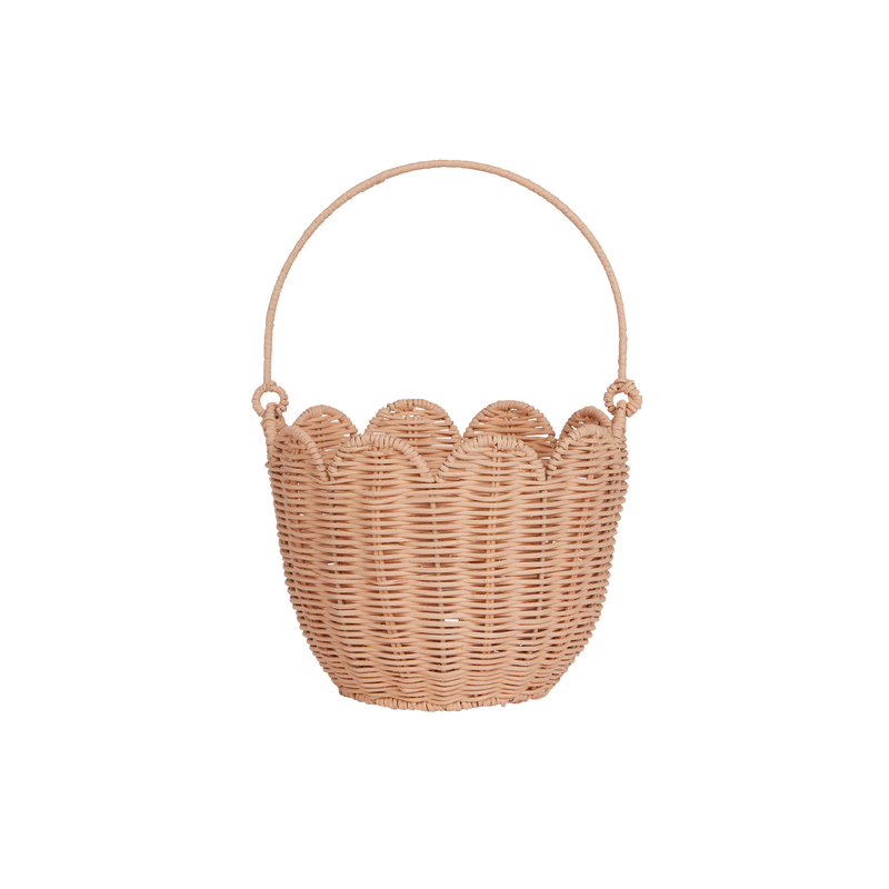 Janie and Jack Rattan Tulip Carry Basket - Seashell Pink