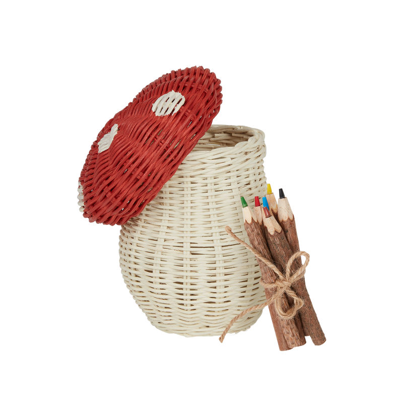 Janie and Jack Toadstool Basket - Red & Chalk