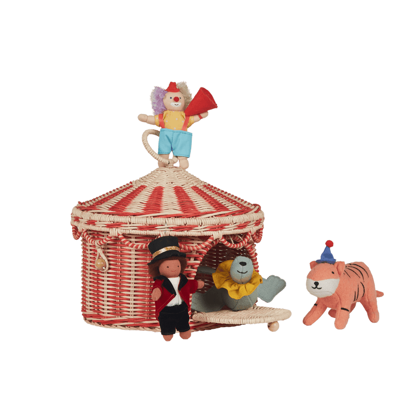 Janie and Jack Circus Tent Basket - Red & Straw